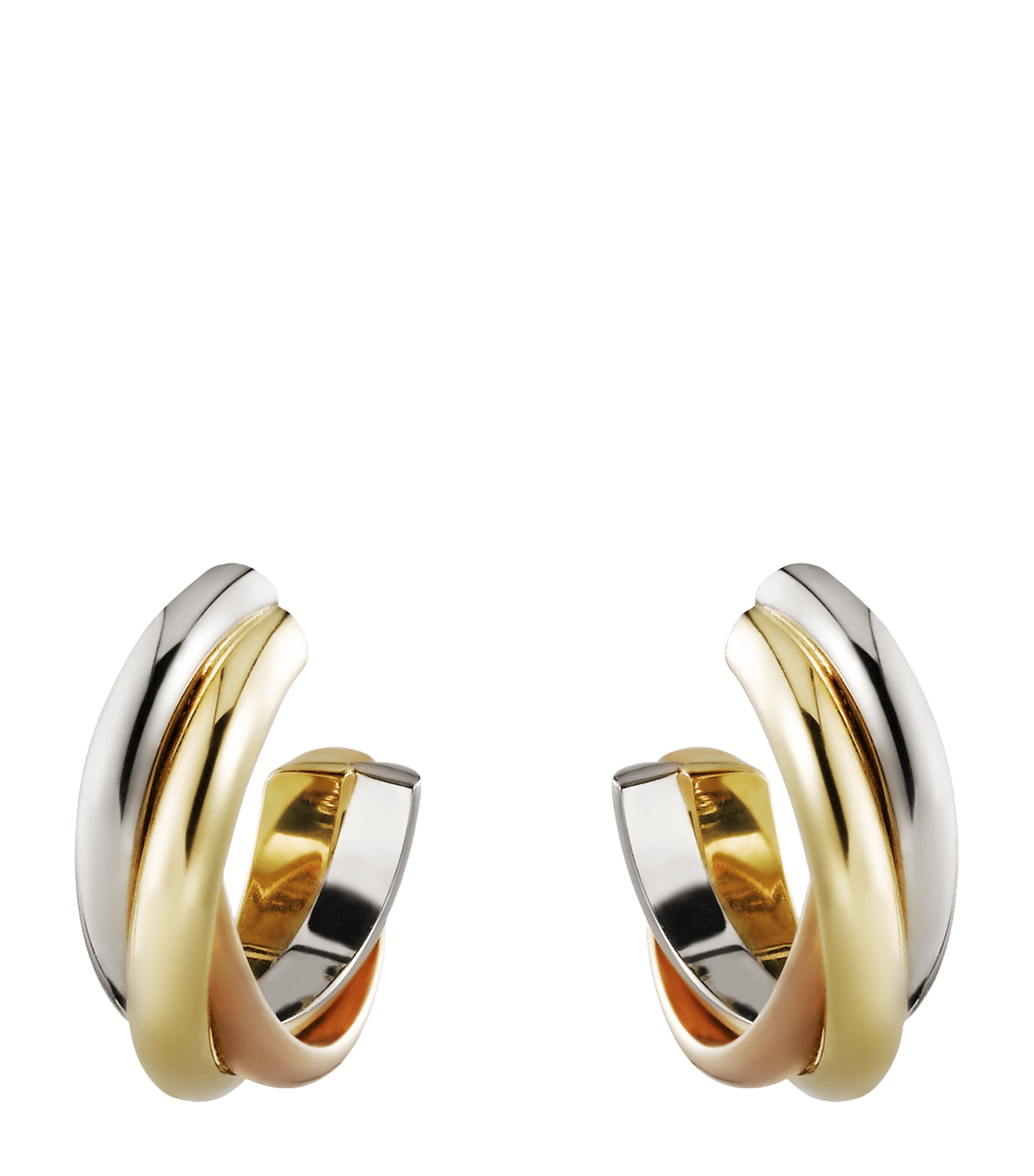 Cartier White, Yellow and Rose Gold Trinity Hoop Earrings Multi Gold Image 2