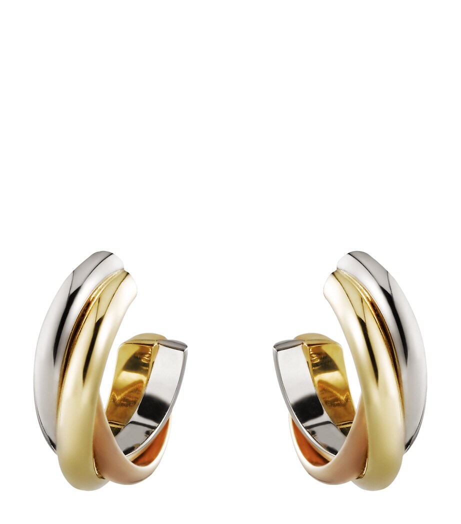 Cartier White, Yellow and Rose Gold Trinity Hoop Earrings Multi Gold Image 2