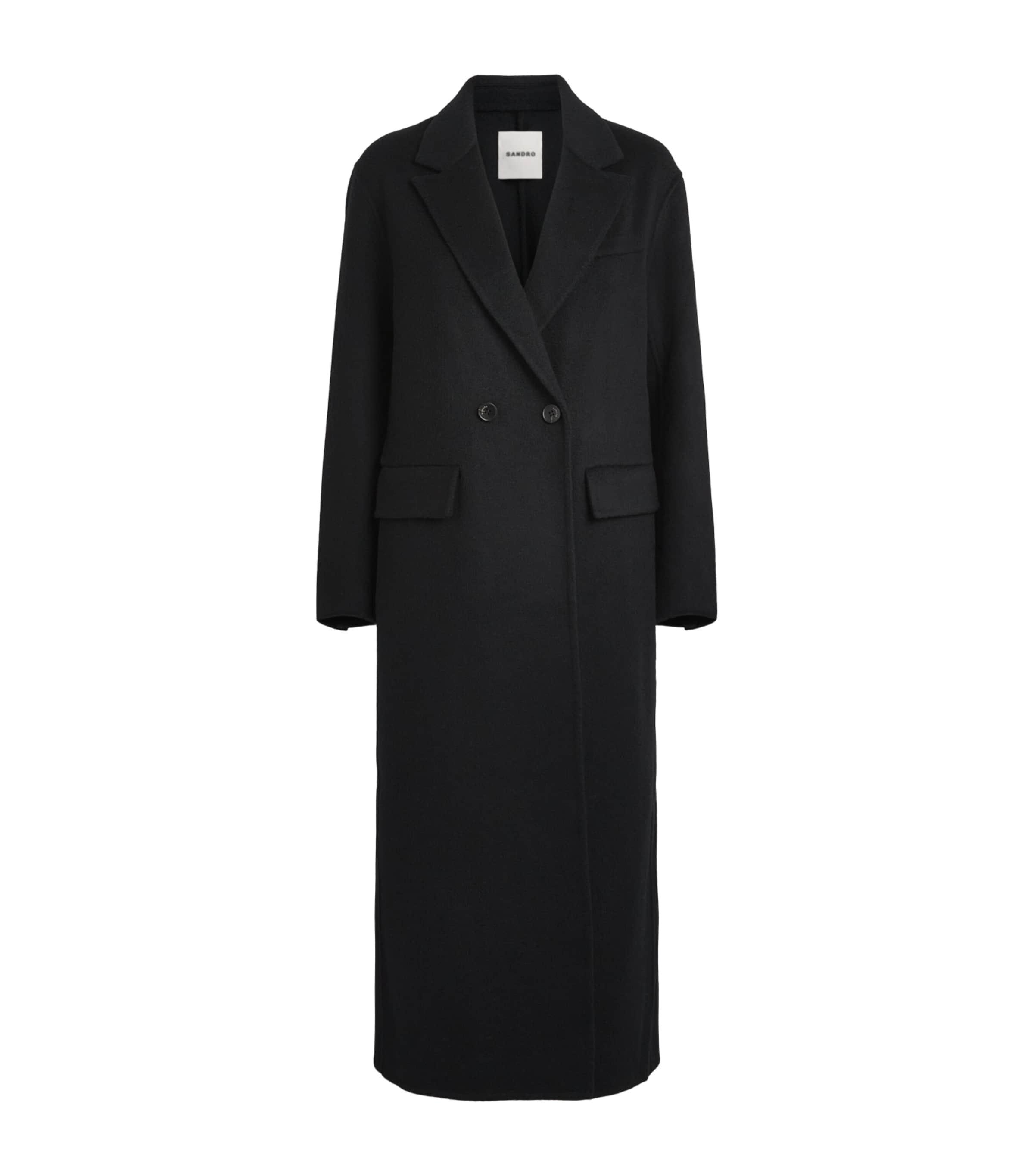 Sandro Paris Womens Wool Longline Coat Black Image 1