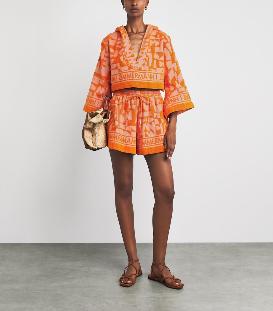 Zimmermann Womens Terry Solstice Crop Top Orange Pink Image 2