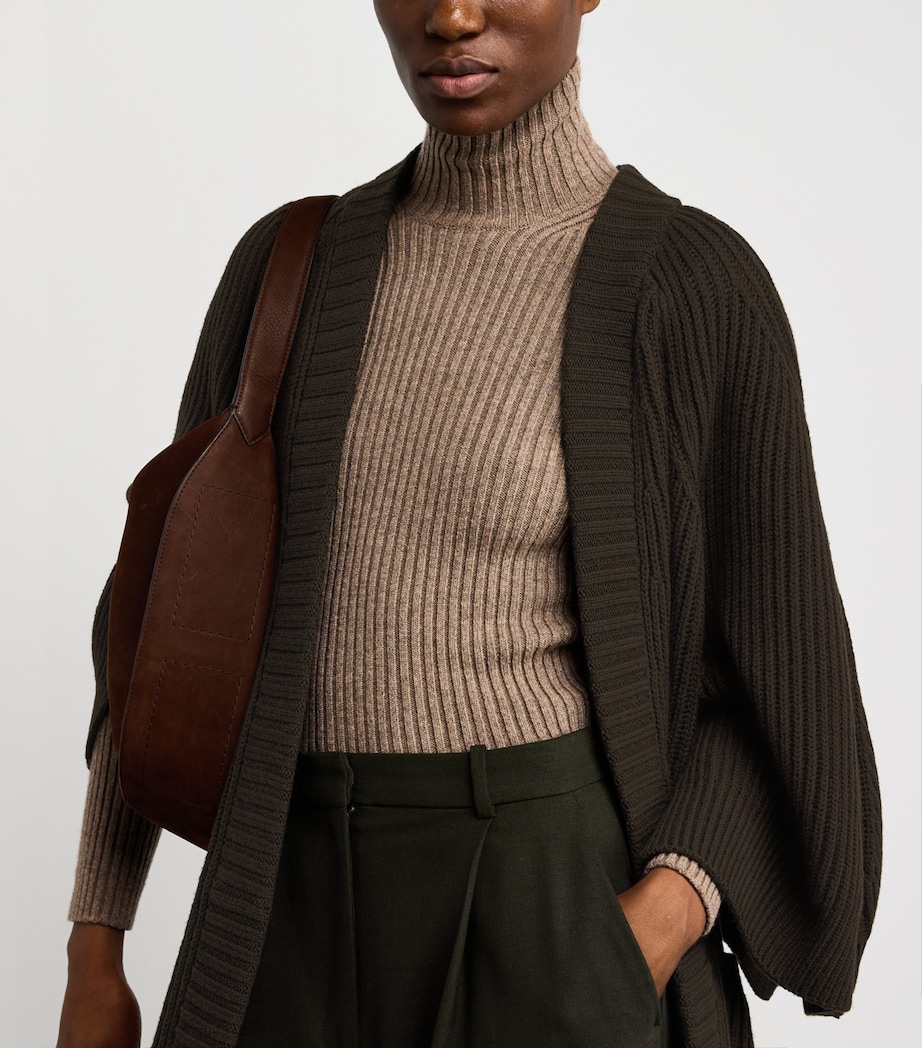 Wool-Cashmere Long Cardigan MOSS GREEN Image 6