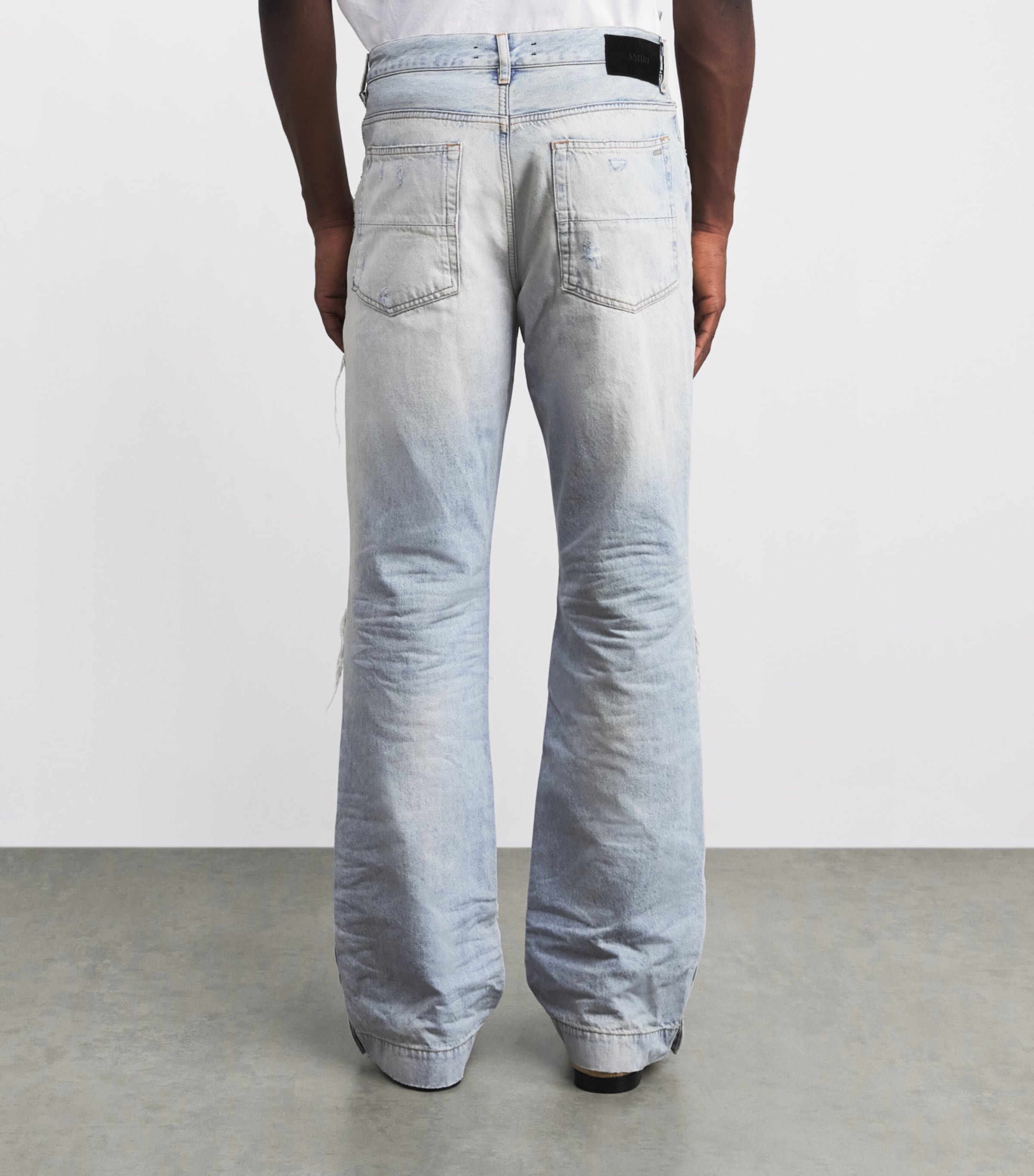 Distressed MX1 Straight Flare Jeans MIST INDIGO Image 4