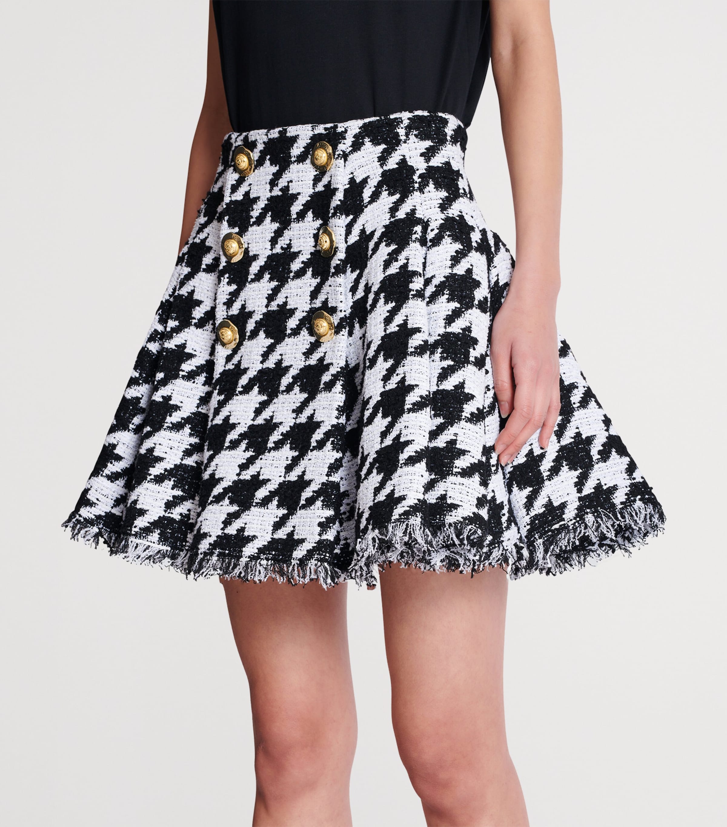 Tweed Pleated Mini Skirt GAB BLANC/NOIR Image 2
