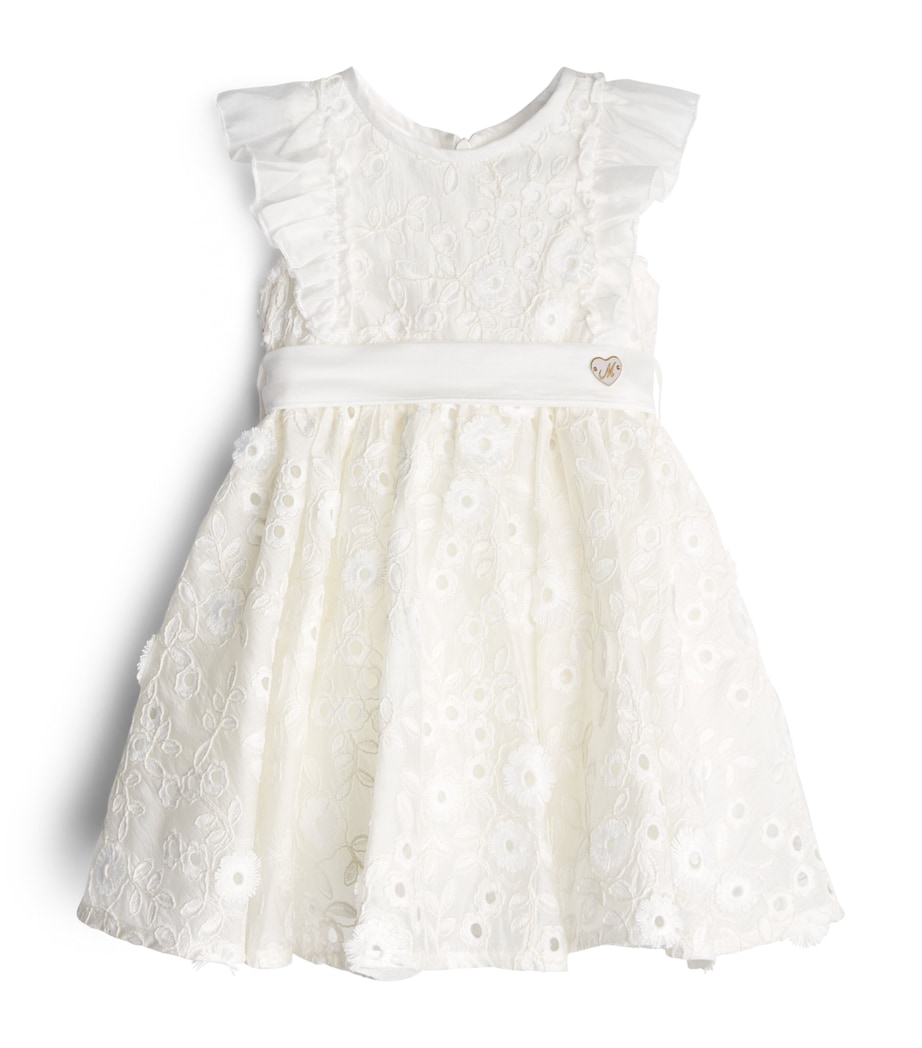 Monnalisa Embroidered Ruffle-Sleeve Dress (9 Months-3 Years) Ecru Image 1