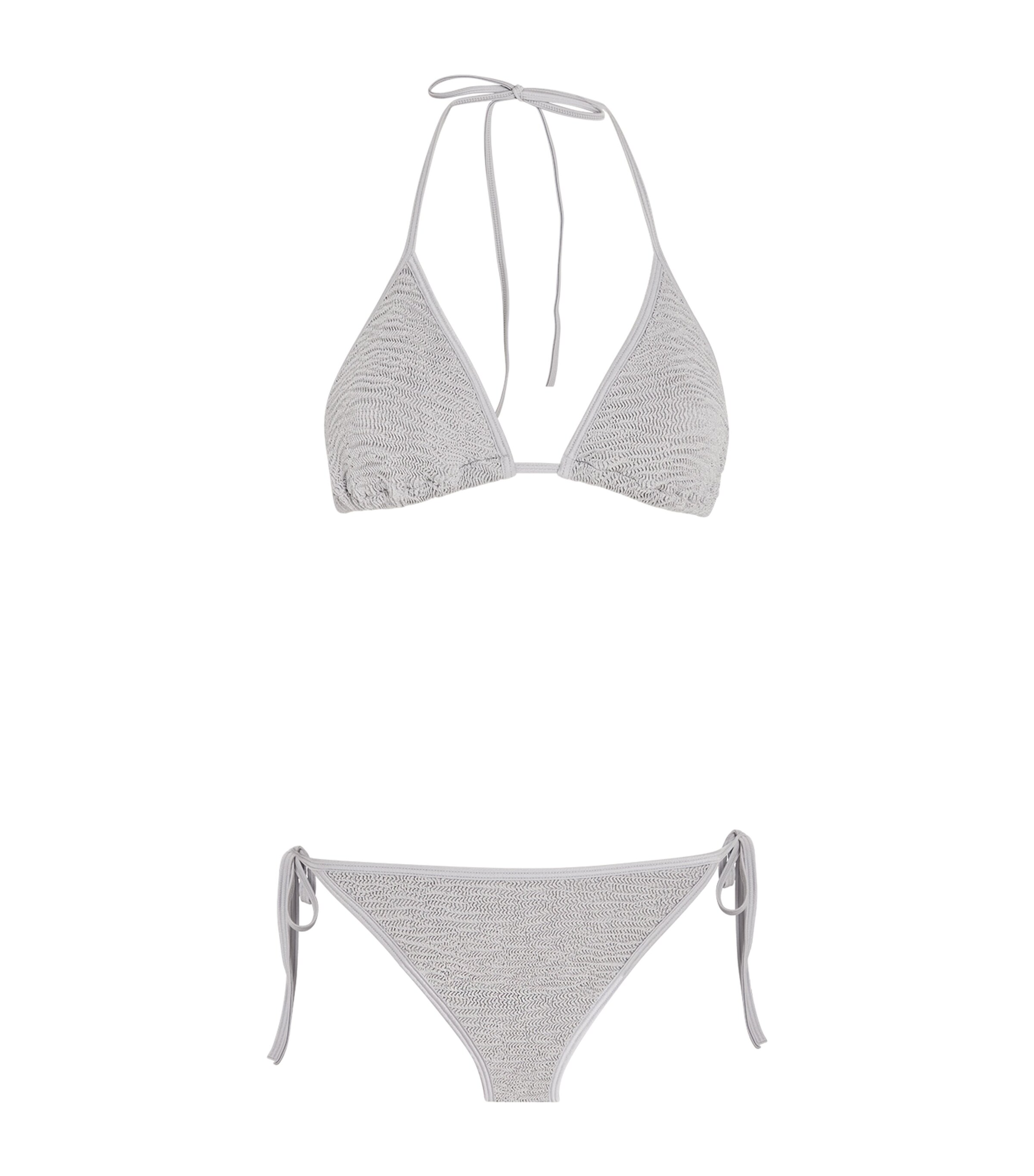 Hunza G Gina Crinkled-texture Bikini Set In Silver