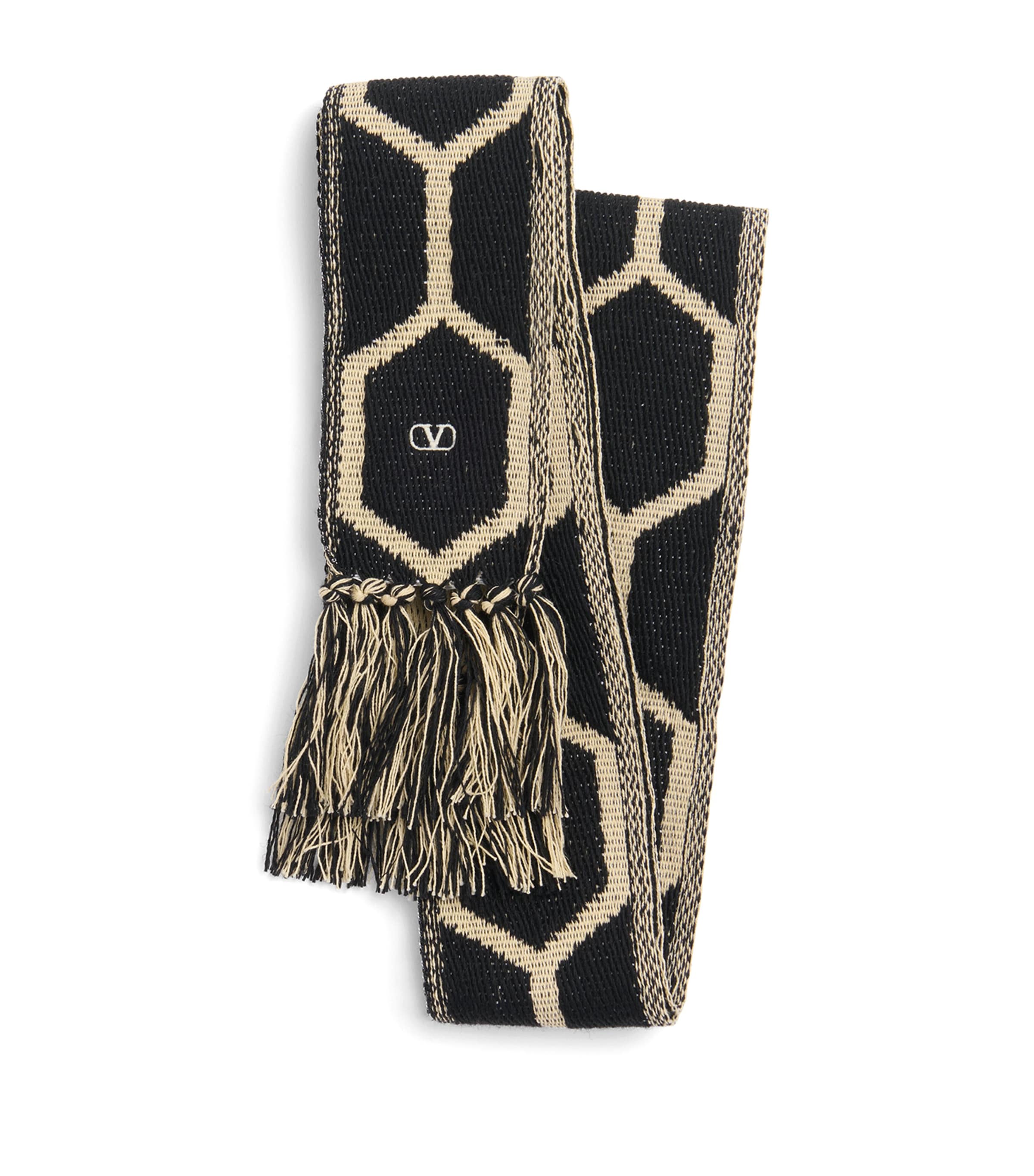 Valentino Garavani Cotton-Blend Jacquard Scarf | Men Accessories | Scarves | Designers | Valentino Garavani | Men Clothing | Knitwear | Cardigans | Women Clothing | Skirts | Mini Skirts | Women Shoes | Boots | Biker Boots