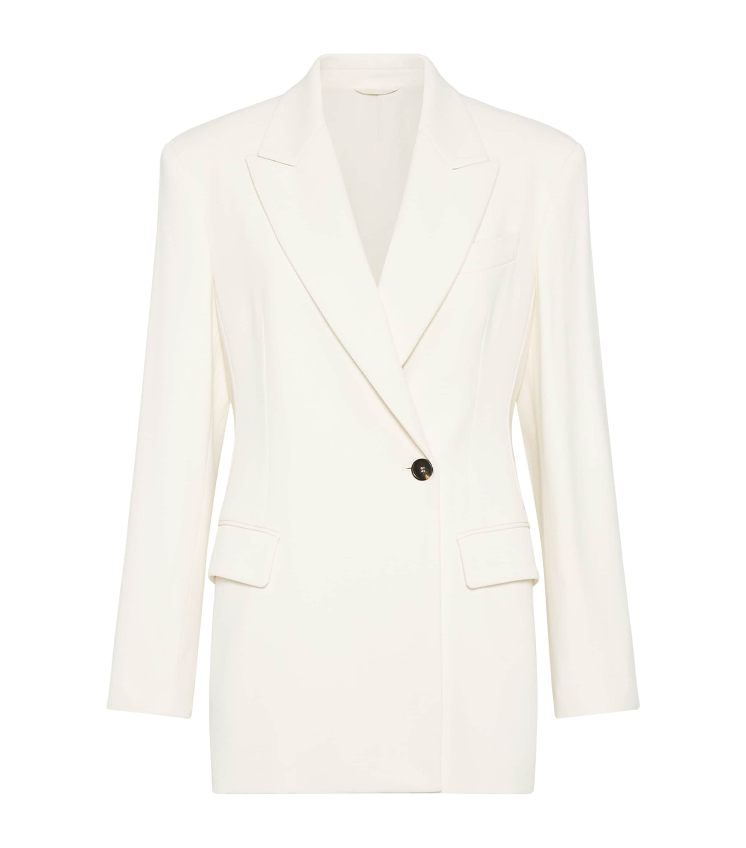 Brunello Cucinelli Comfort Viscose Couture Twill Blazer In White