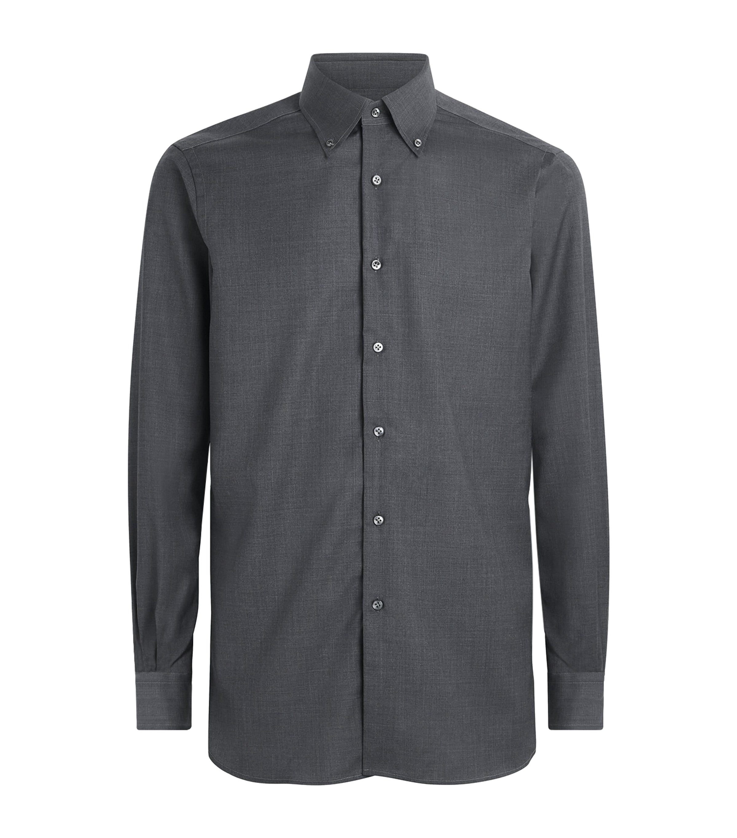 Pal Zileri Mens Wool Shirt Dark Grey Image 1