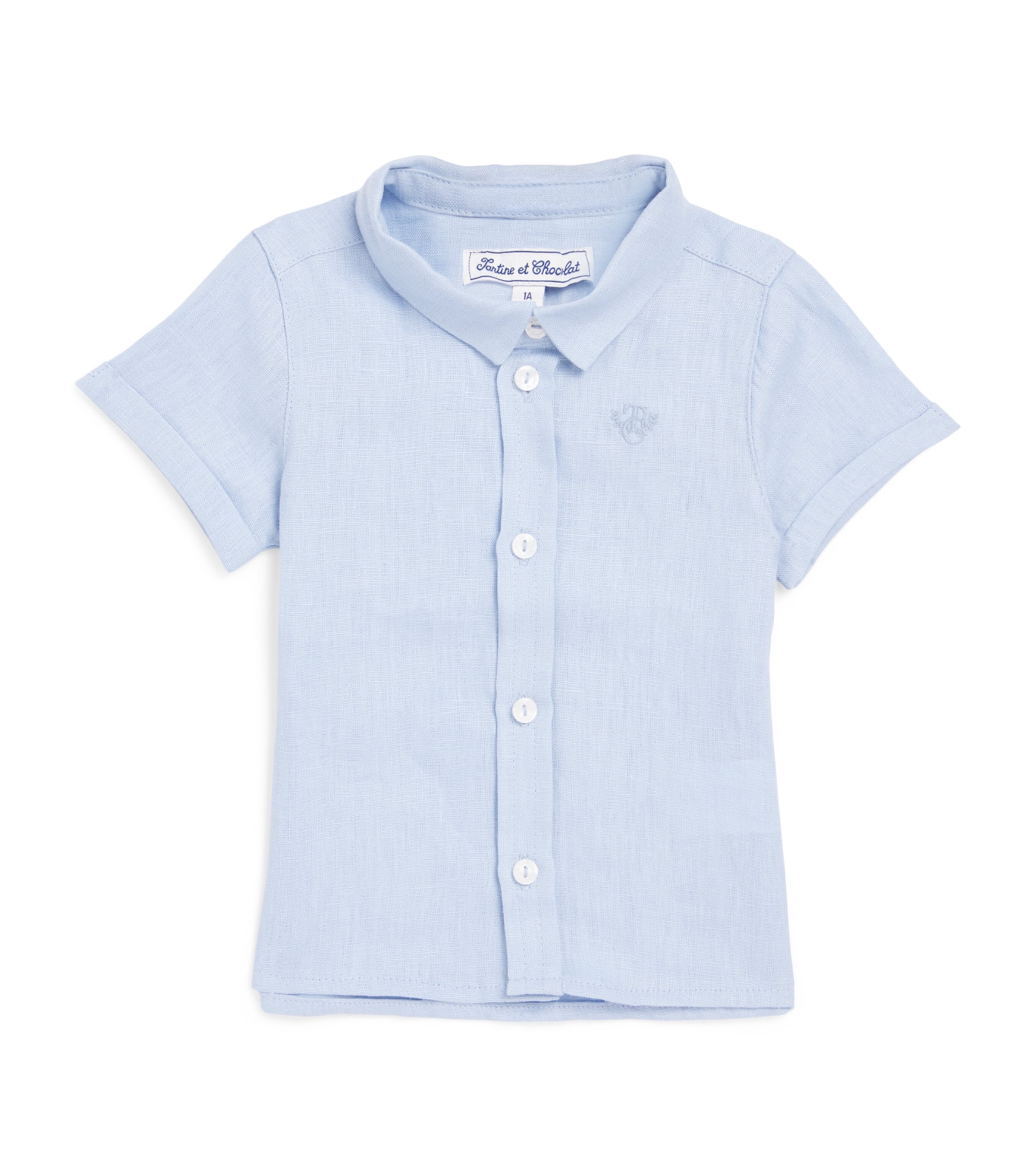 Shop Tartine Et Chocolat Linen Monogram Shirt In Blue