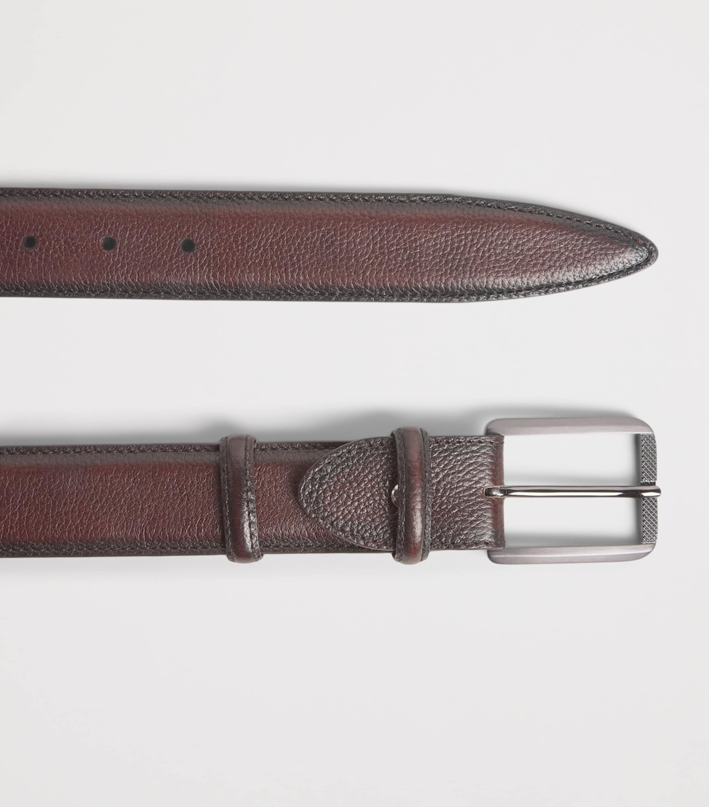 Elliot Rhodes Grained Leather Belt Burgundy Image 3