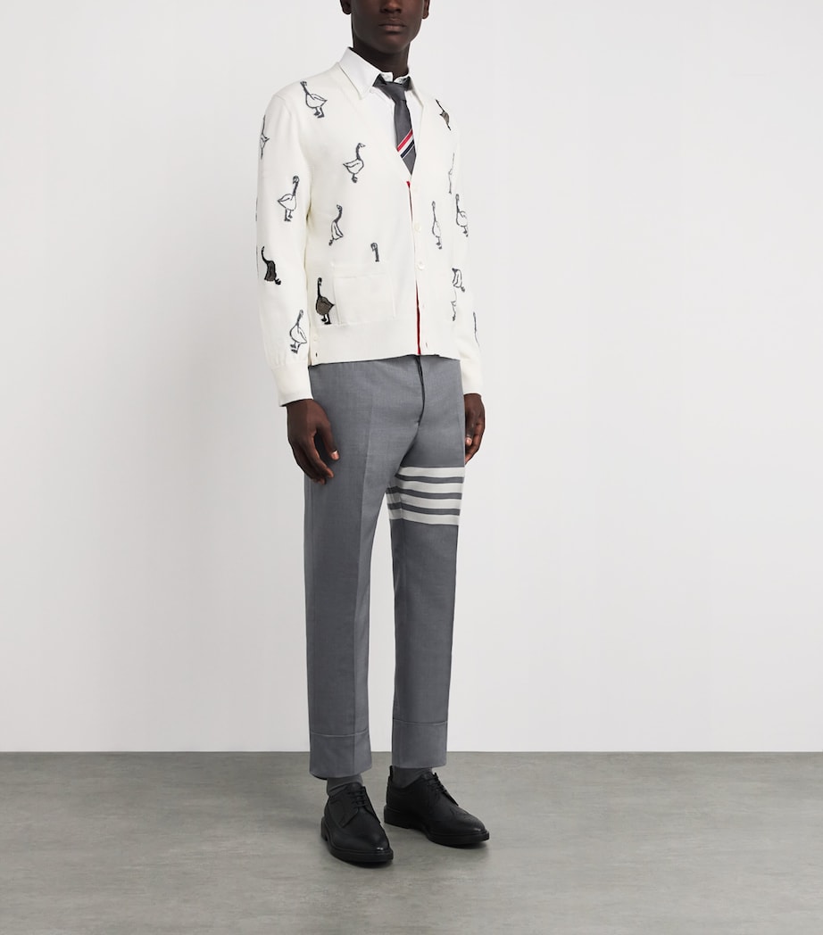 Thom Browne Mens Wool 4-Bar Stripe Tailored Trousers Med Grey Image 2