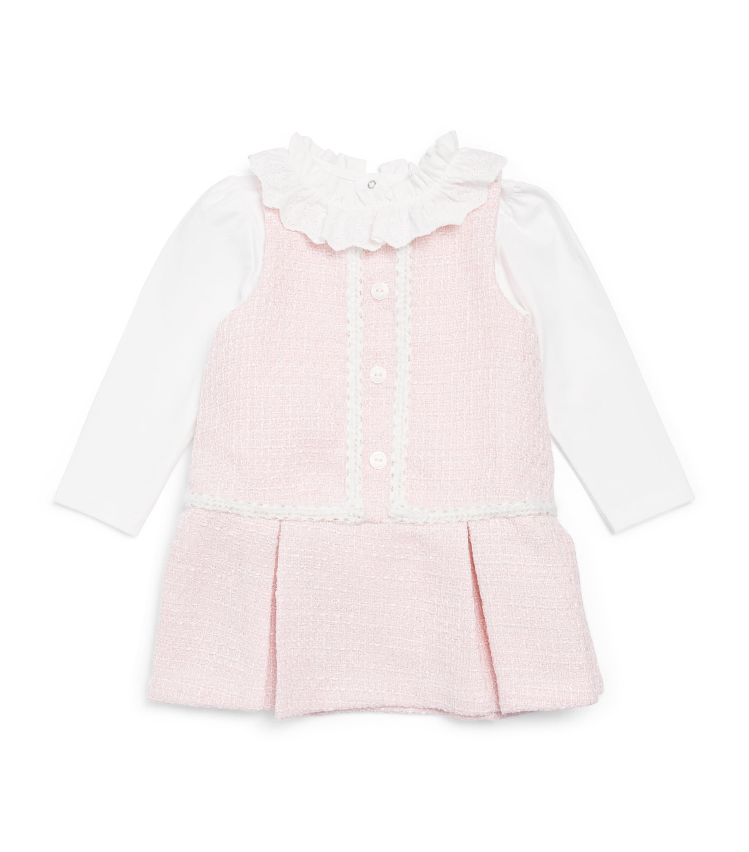 Patachou Ruffled Blouse and Tweed Dress (6 Months-4 Years) Pale Pink Image 1