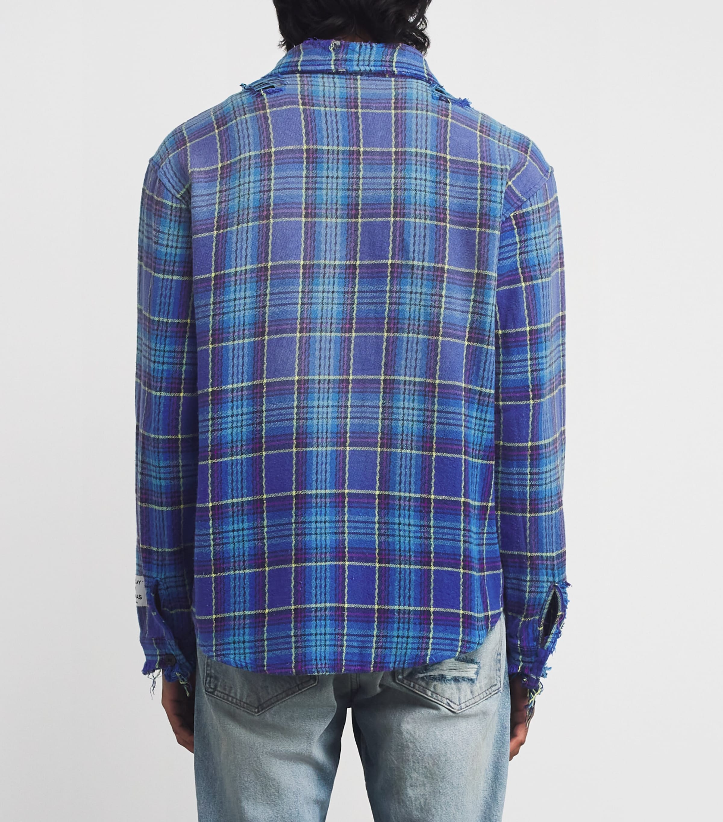 GALLERY DEPT. Mens Cotton Flannel Marley Shirt Blue Multi Image 4