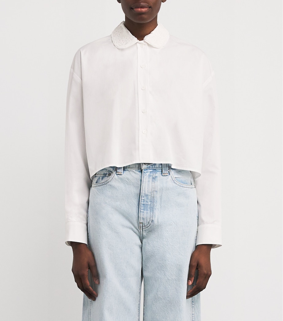 Cotton Embroidered Cropped Shirt WHITE Image 3
