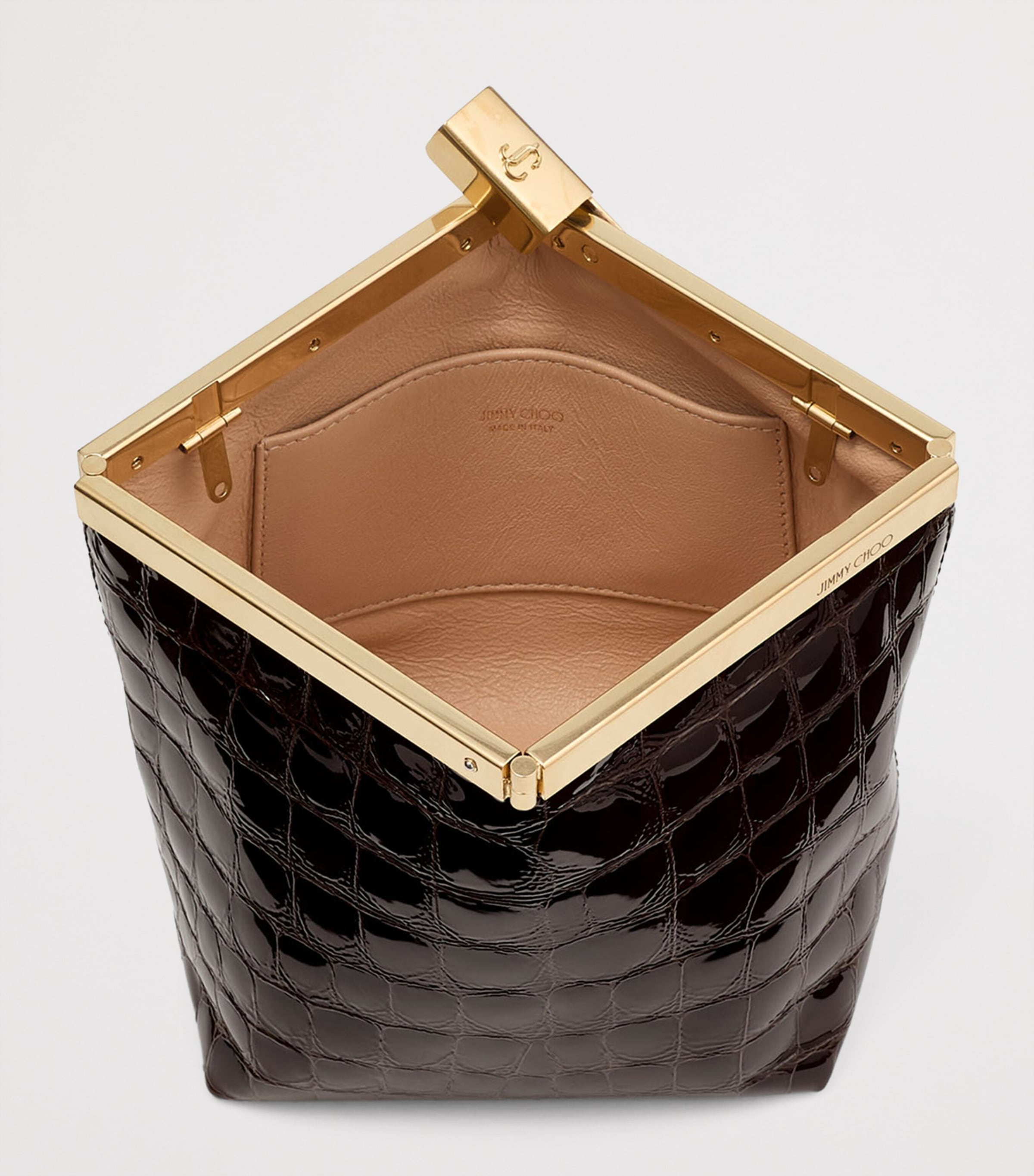 Croc-Embossed Ganache Clutch Bag SAMBUCO/GOLD Image 5