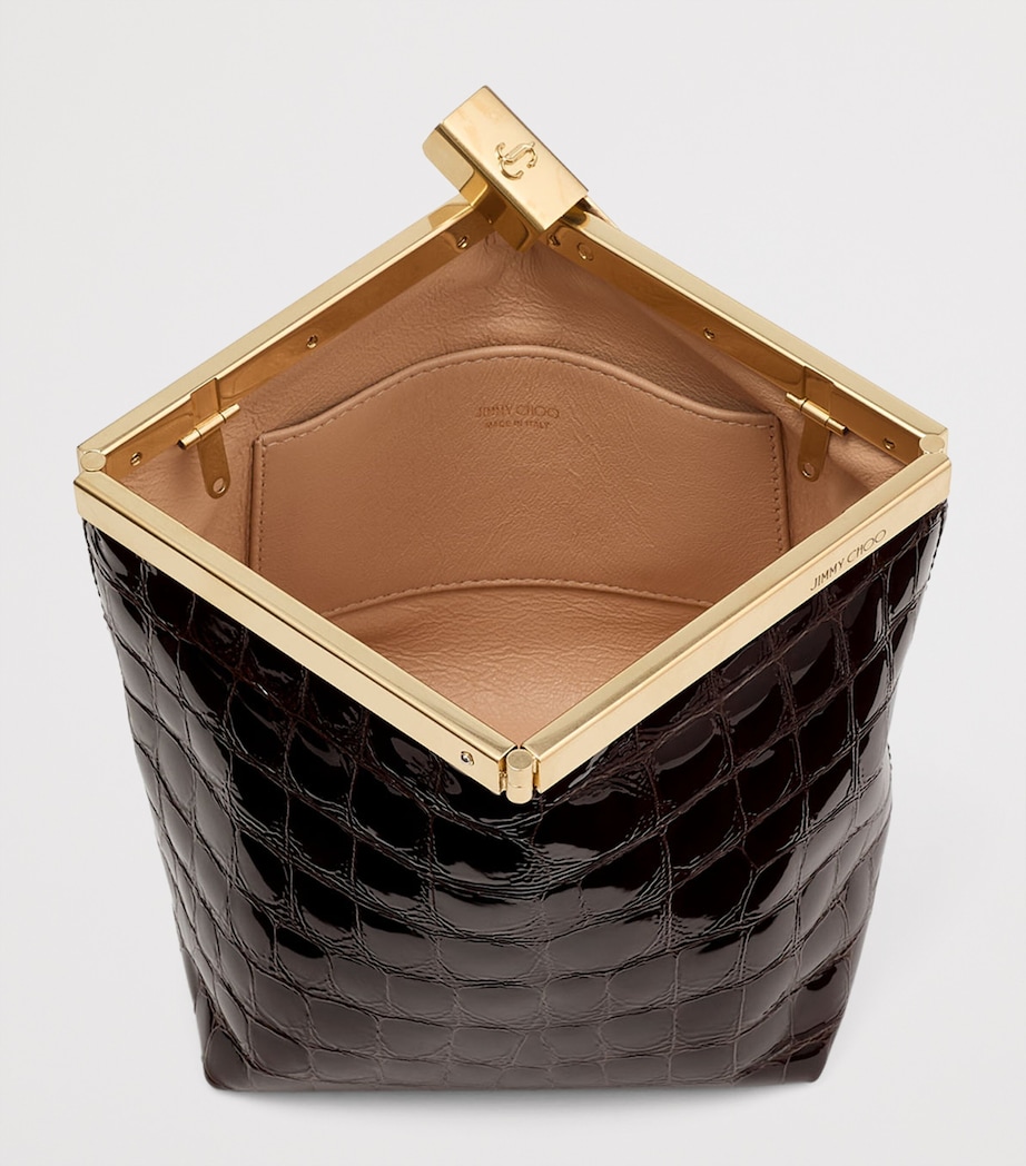Croc-Embossed Ganache Clutch Bag SAMBUCO/GOLD Image 5