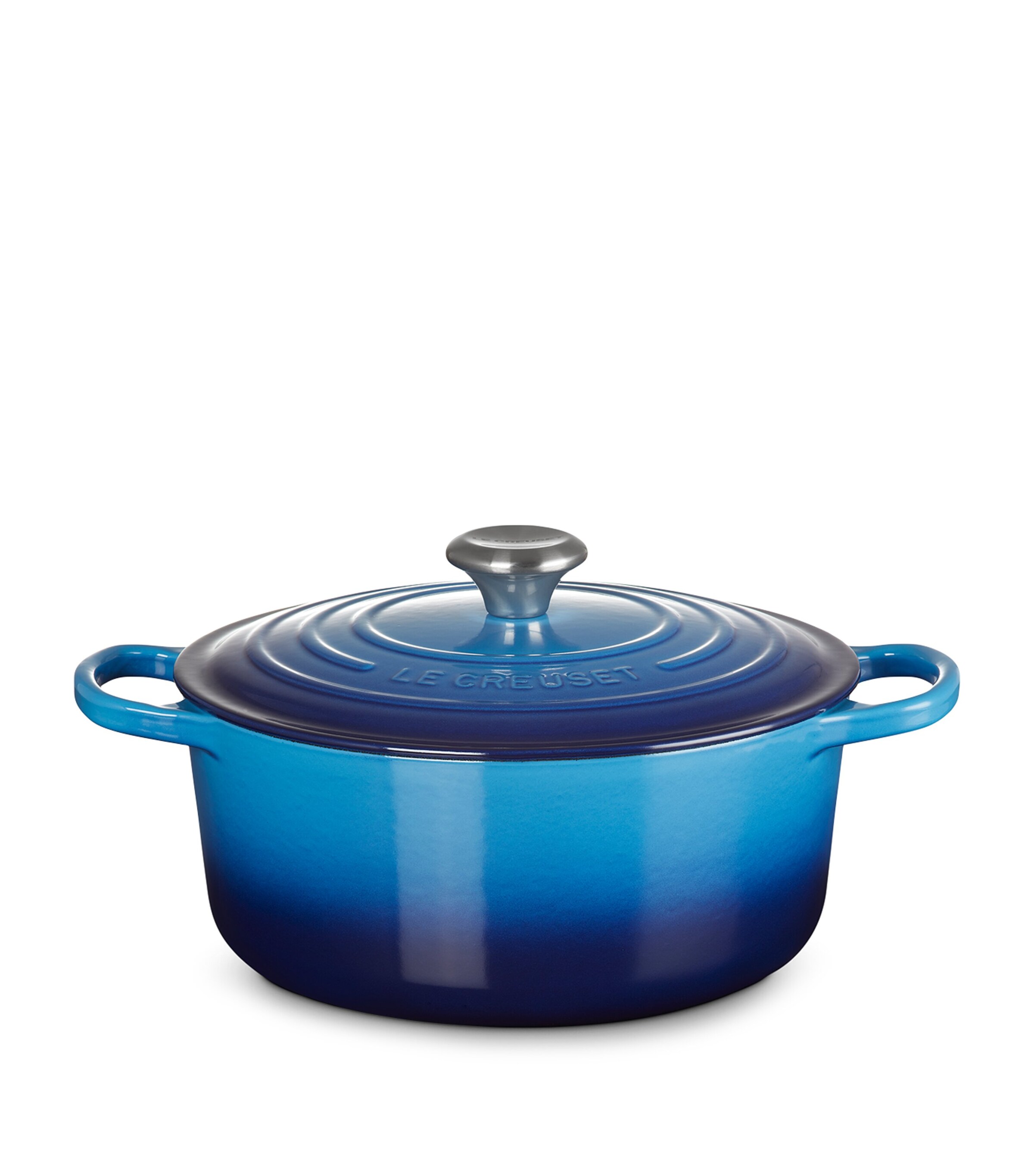 Le Creuset Cast Iron Round Casserole Dish (26cm) Azure Blue Image 6