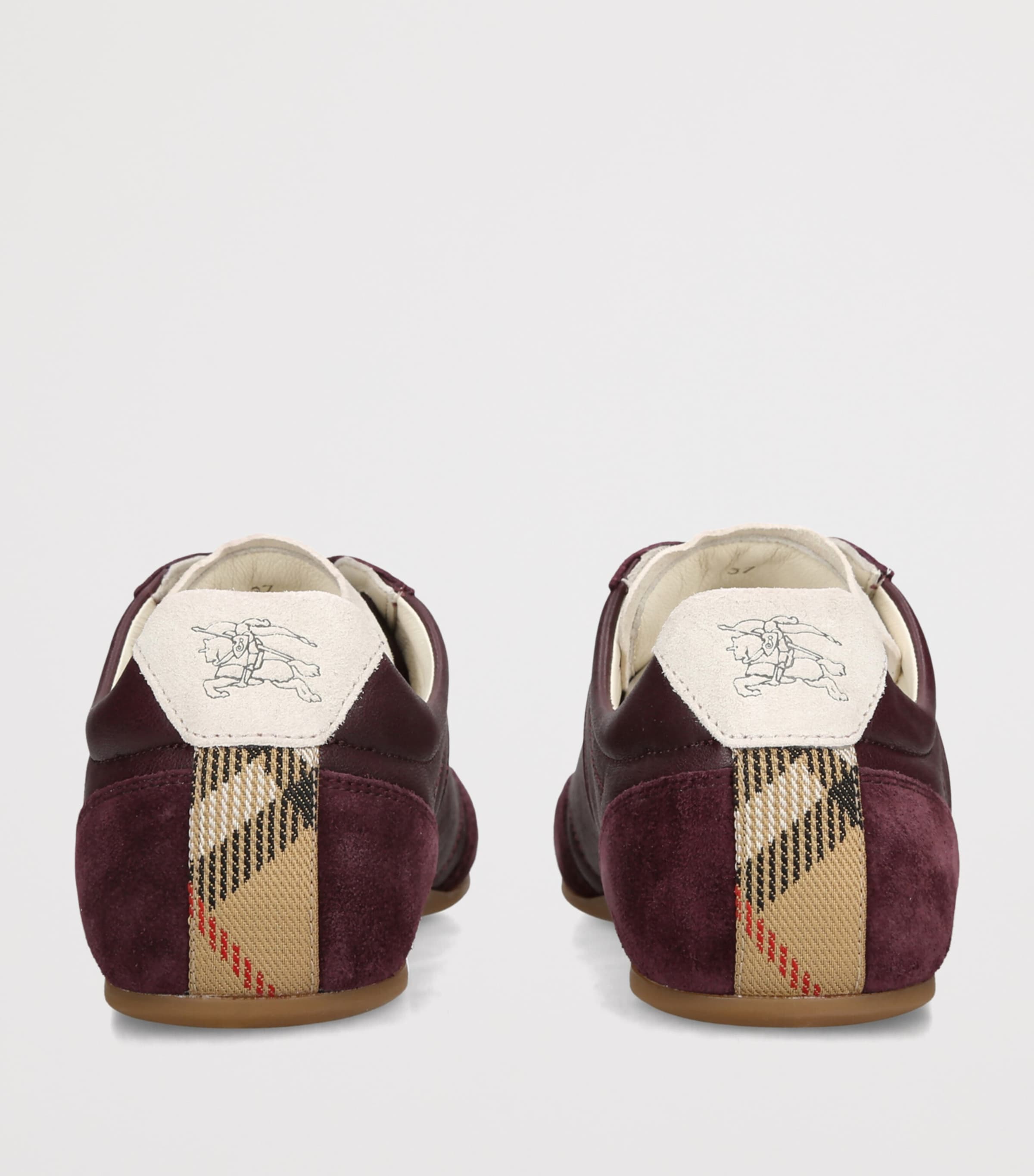 Burberry Leather Knight Low-Top Sneakers Cream Comb Image 4