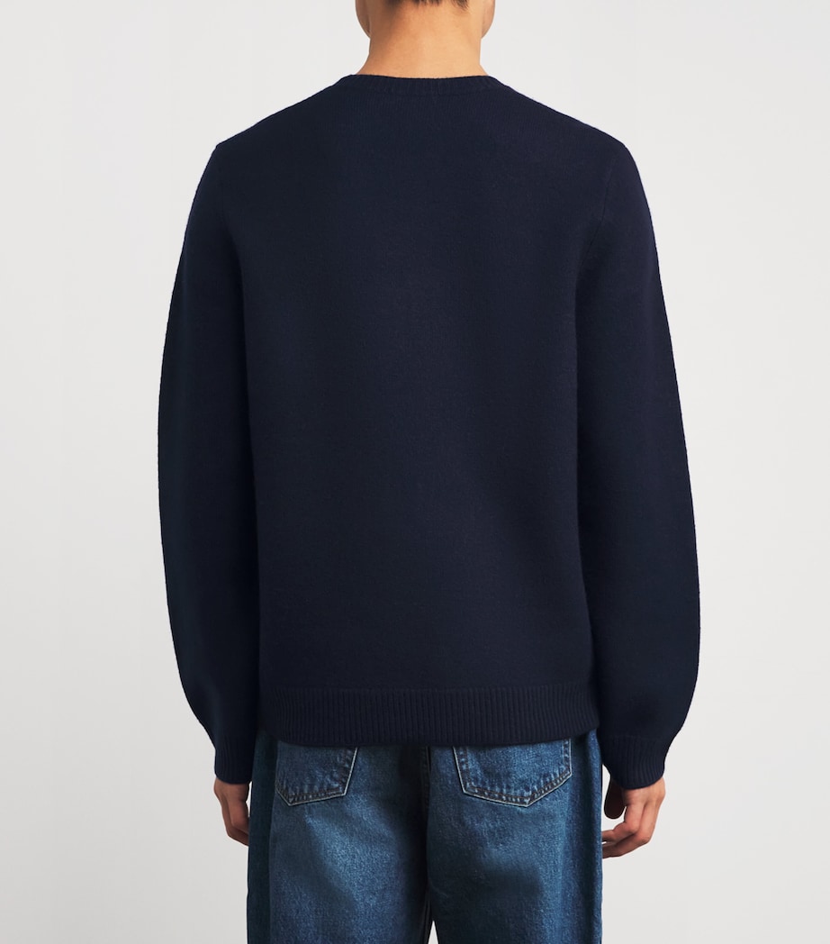 Merino Wool Edward Logo Sweater IAK DARK NAVY Image 4