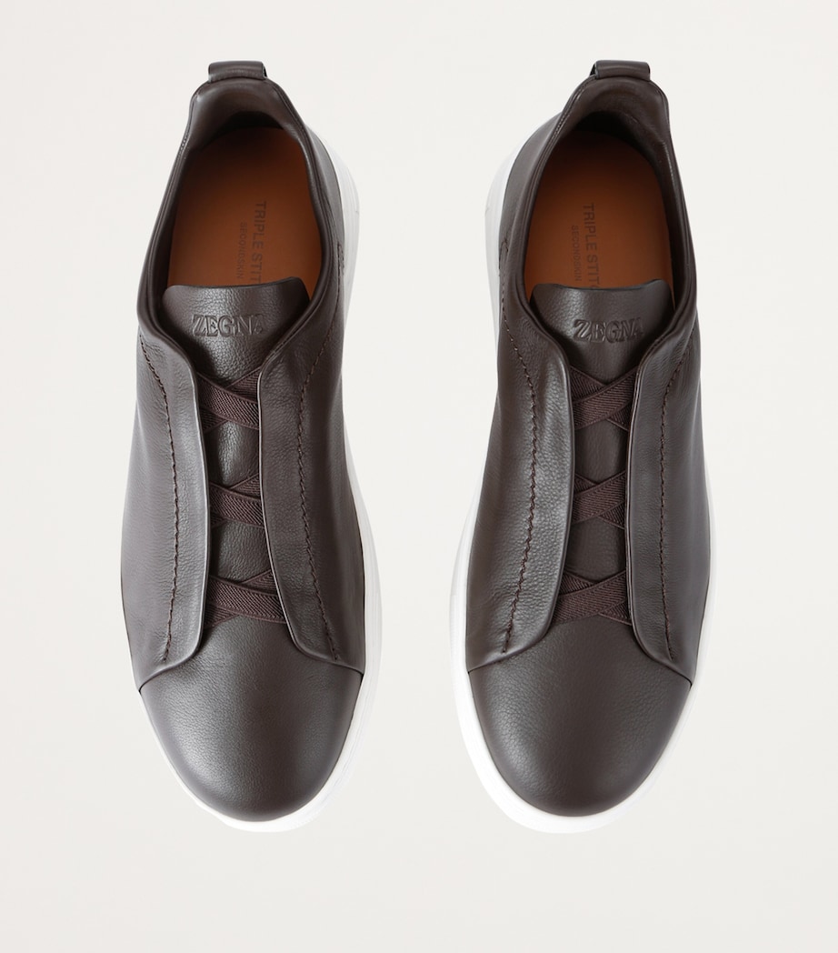Leather Triple Stitch SECONDSKIN Sneakers BROWN Image 4