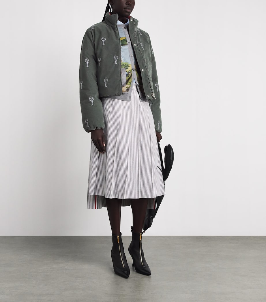 Thom Browne Womens Corduroy Reversible Down Jacket Med Grey Image 2