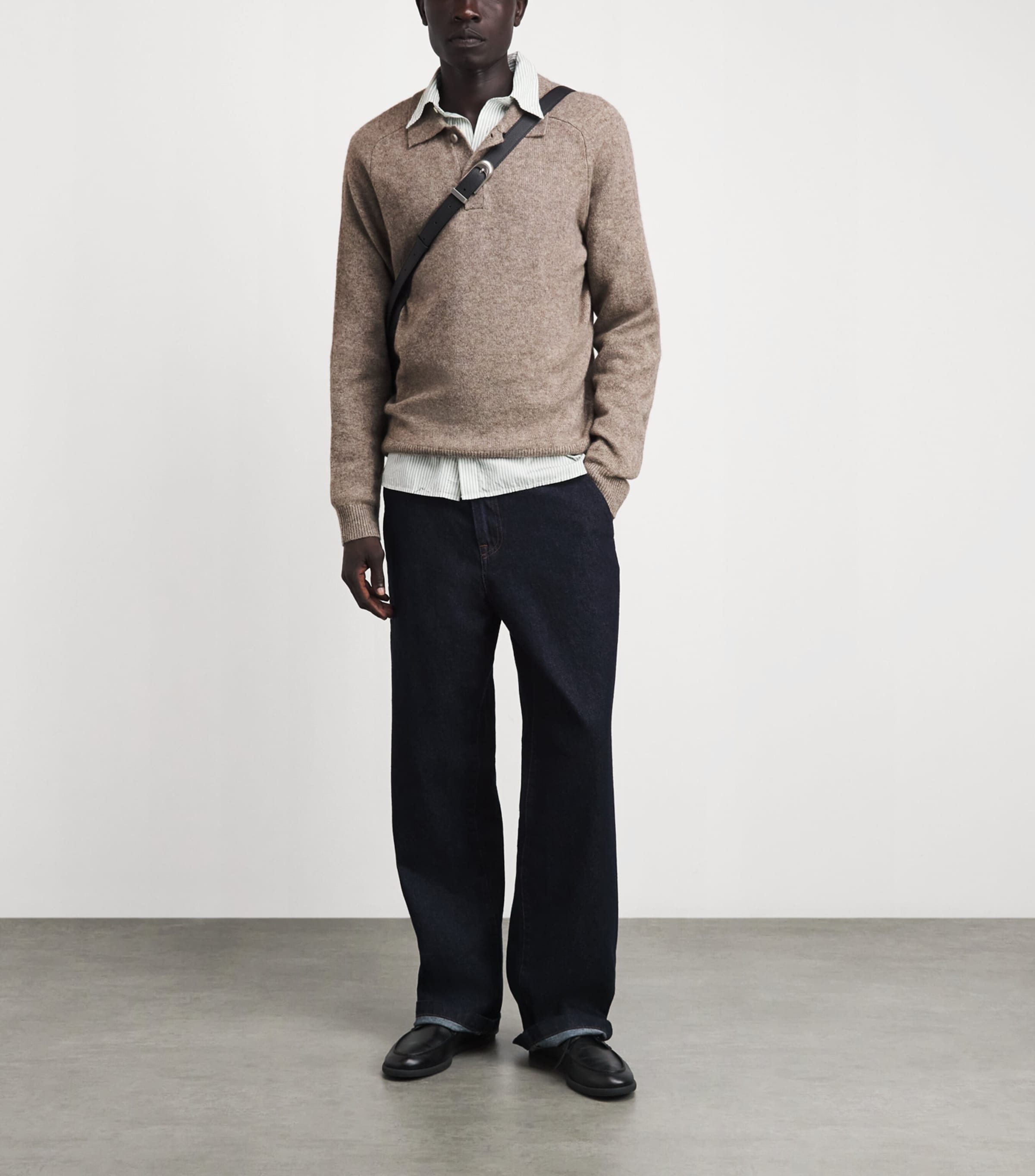 Samsøe Samsøe Mens Yak Safrans Polo Sweater Lead Gray Mel. Image 2