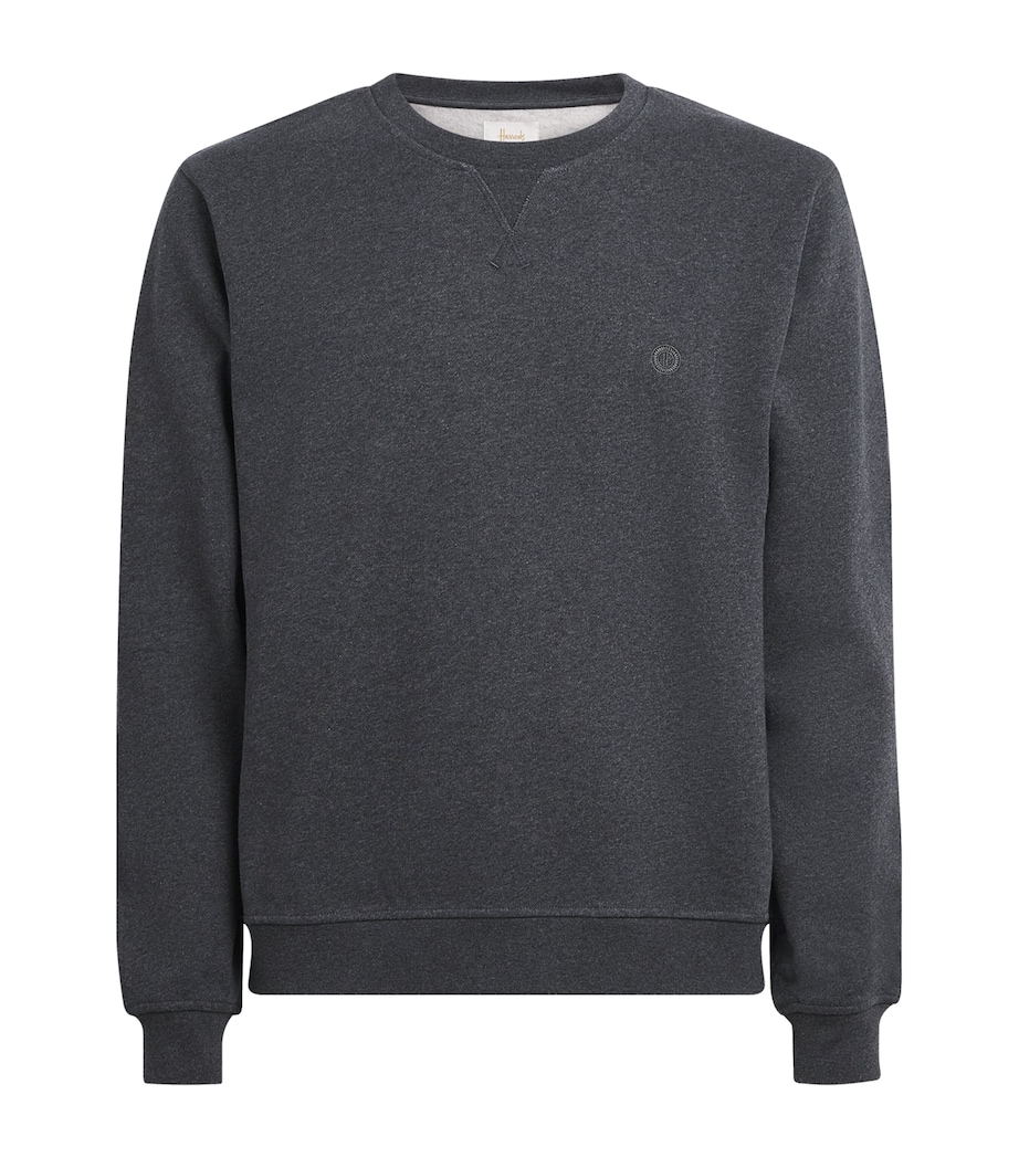 Harrods Mens Cotton Jersey Logo Sweatshirt Grey Image 1