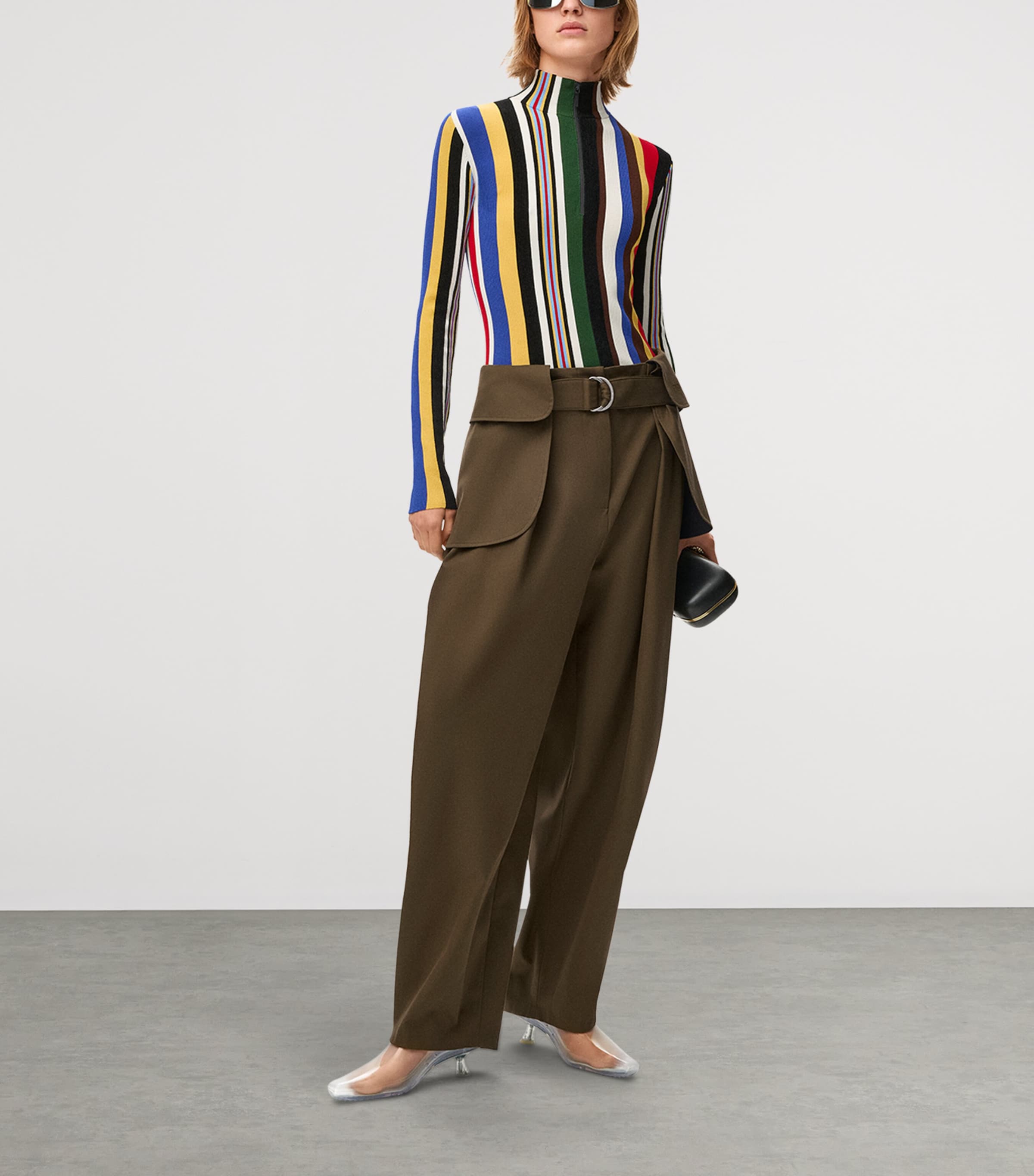 LOEWE Womens Cotton-Silk Cargo Trousers Khaki Green Image 2