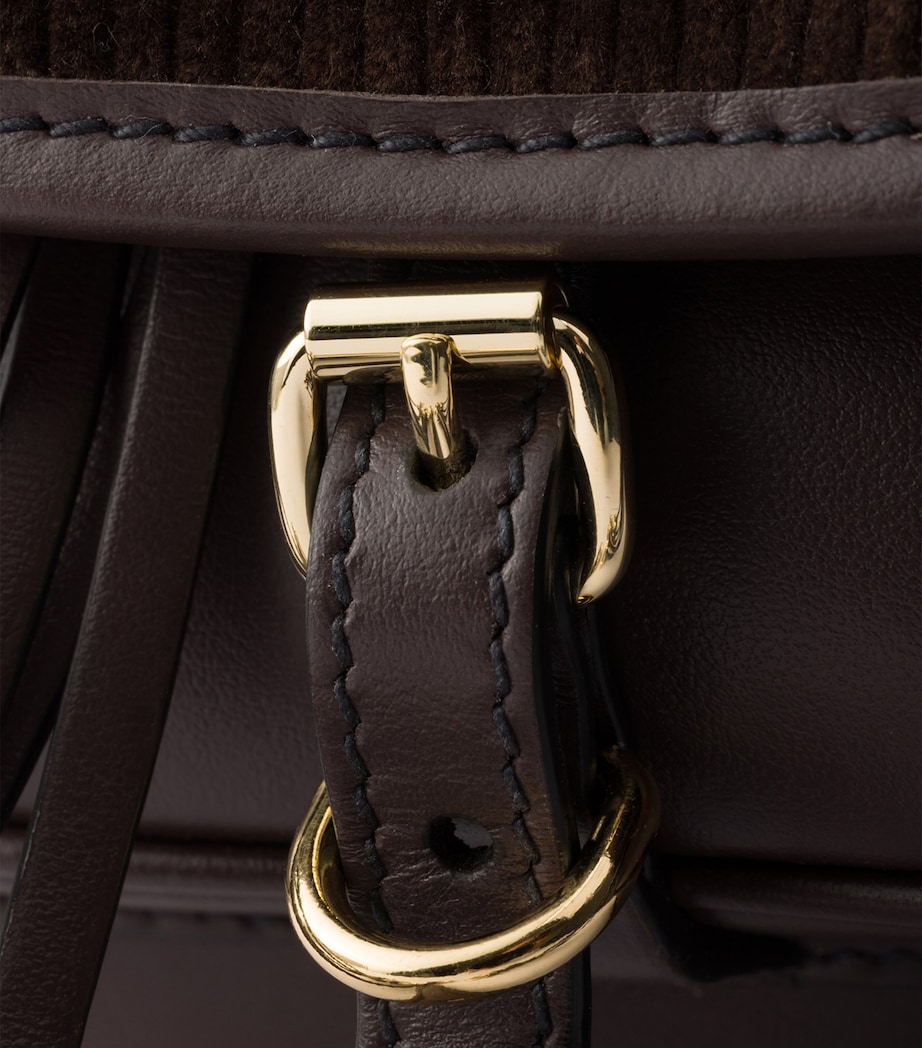 Prada Mini Leather and Corduroy Corsaire Shoulder Bag Brown Image 8