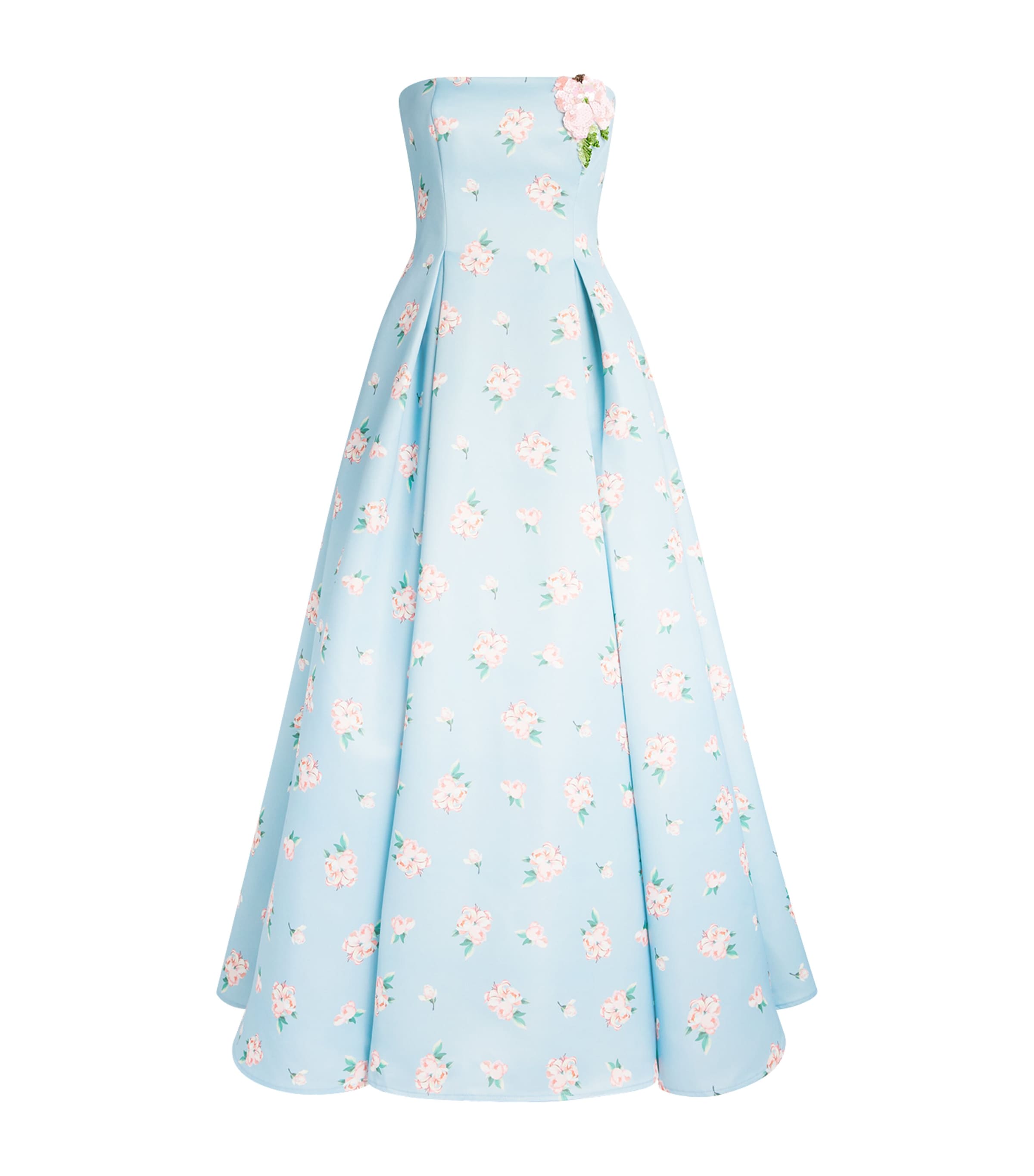 LEO LIN Womens Floral Nora Strapless Gown Ditsy Floral Blue Image 1