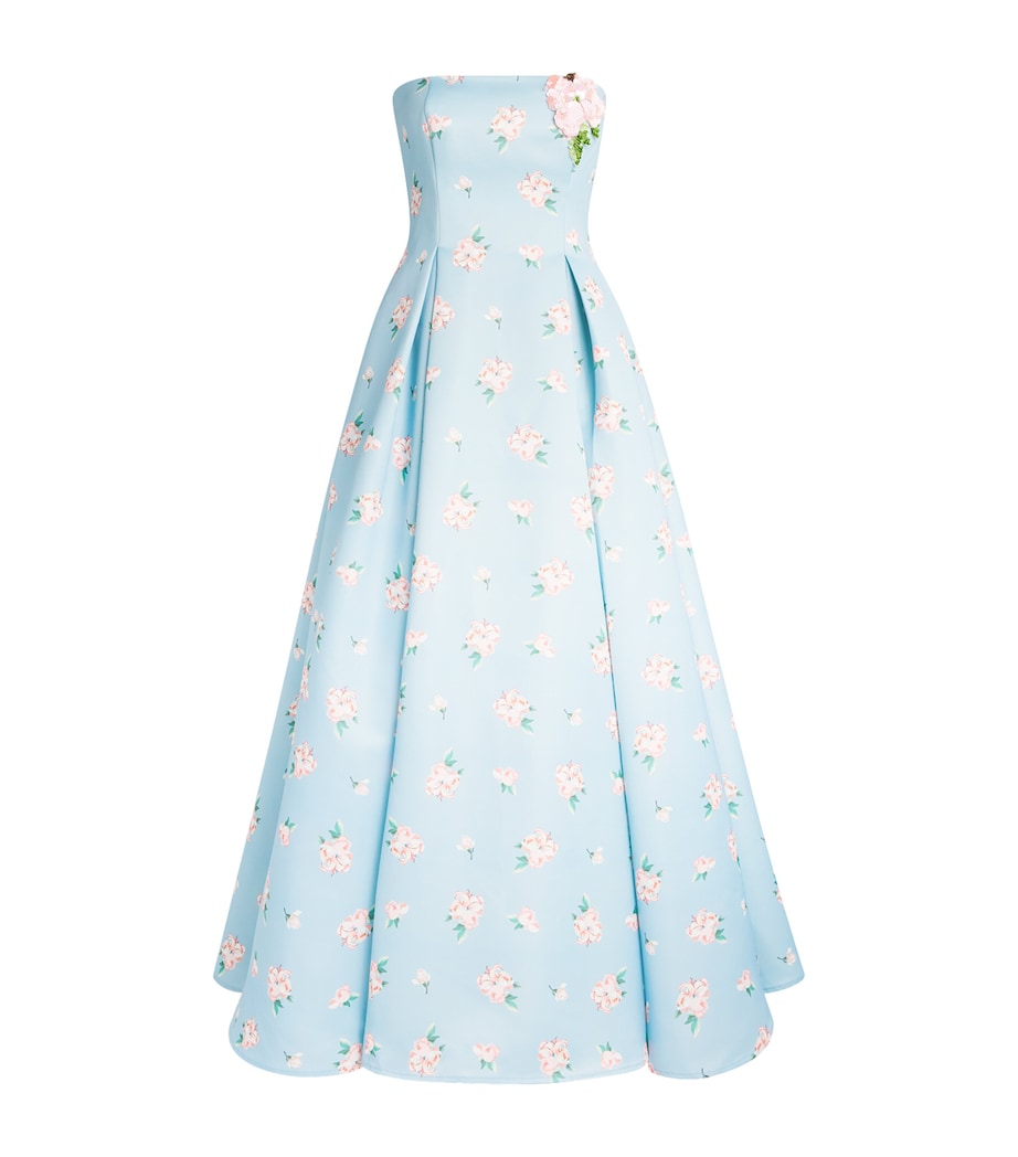 LEO LIN Womens Floral Nora Strapless Gown Ditsy Floral Blue Image 1