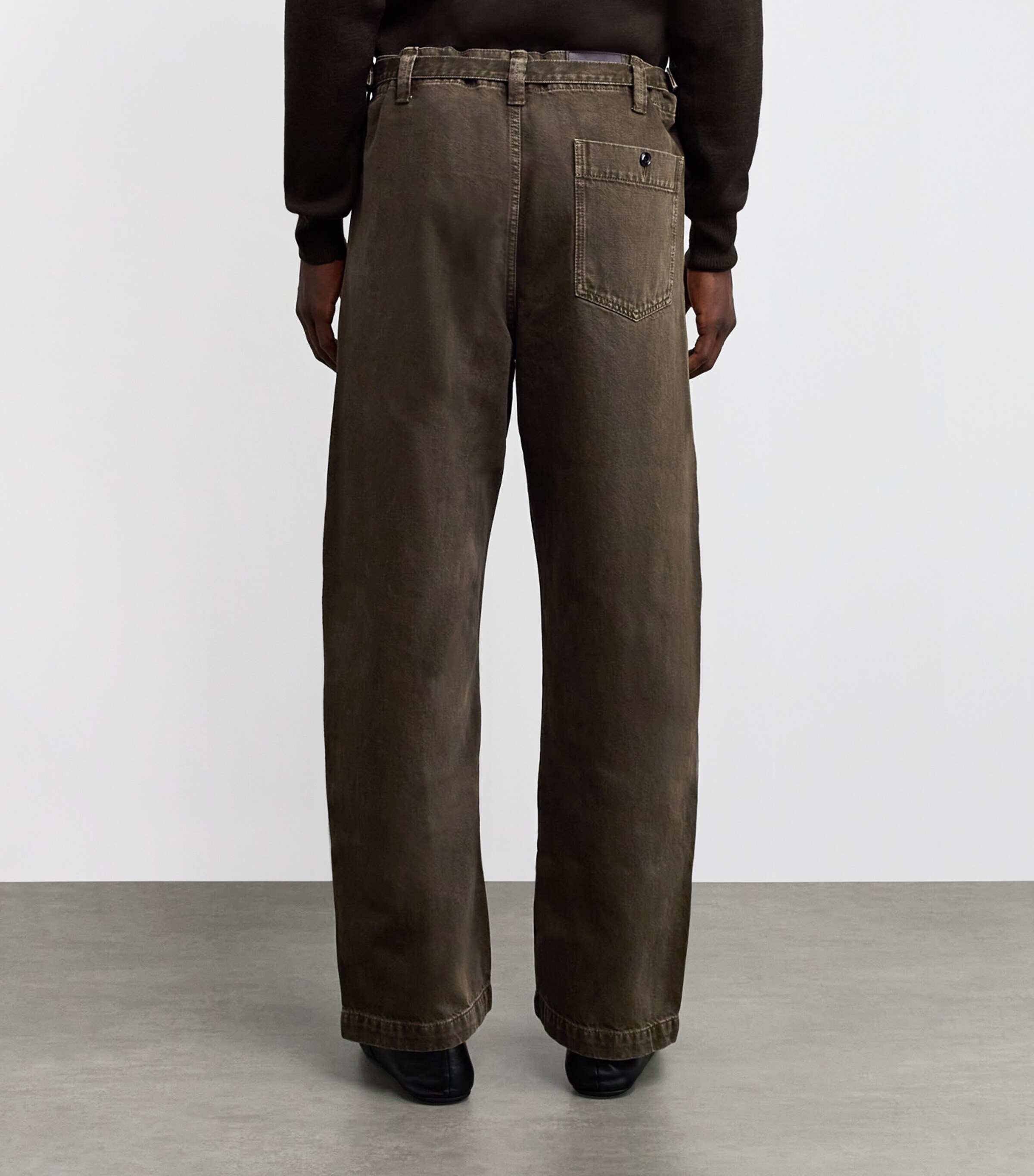 Lemaire Mens Cotton Maxi Workwear Trousers Moss Green Image 4