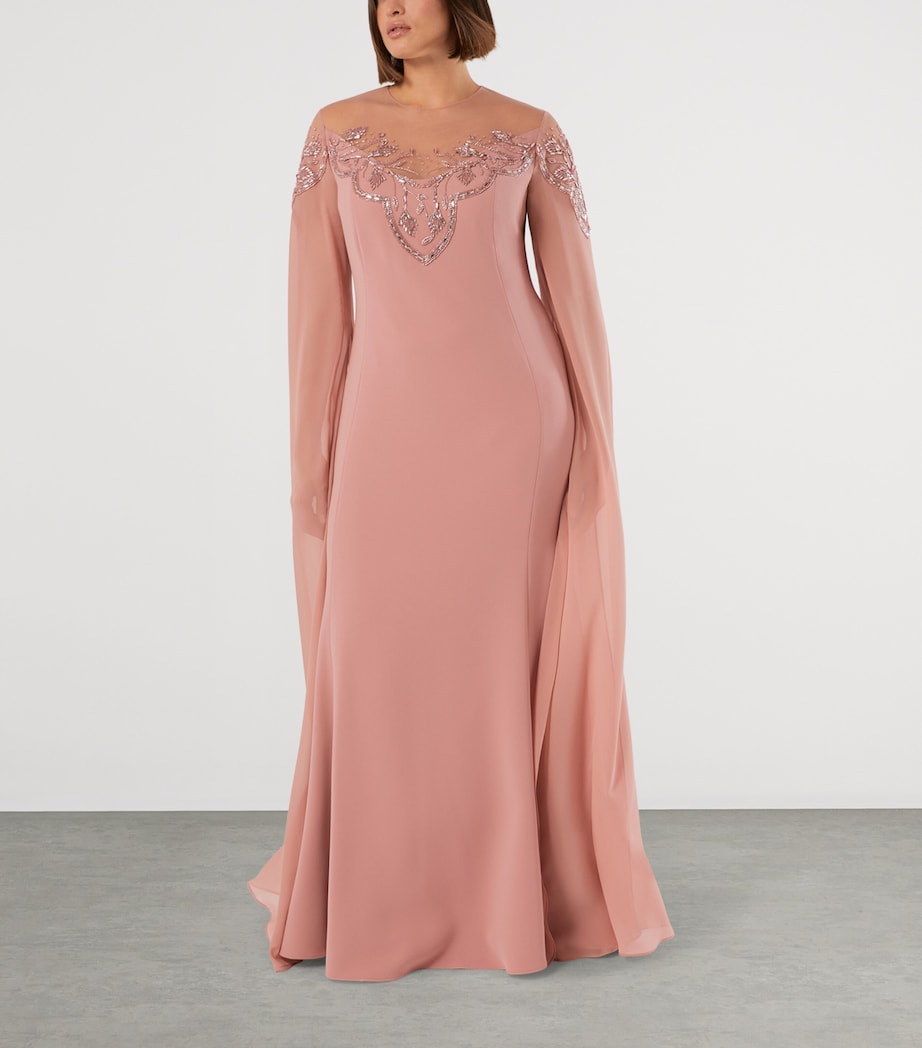 Marina Rinaldi Womens Silk Embroidered Maxi Dress Antique Rose Image 3