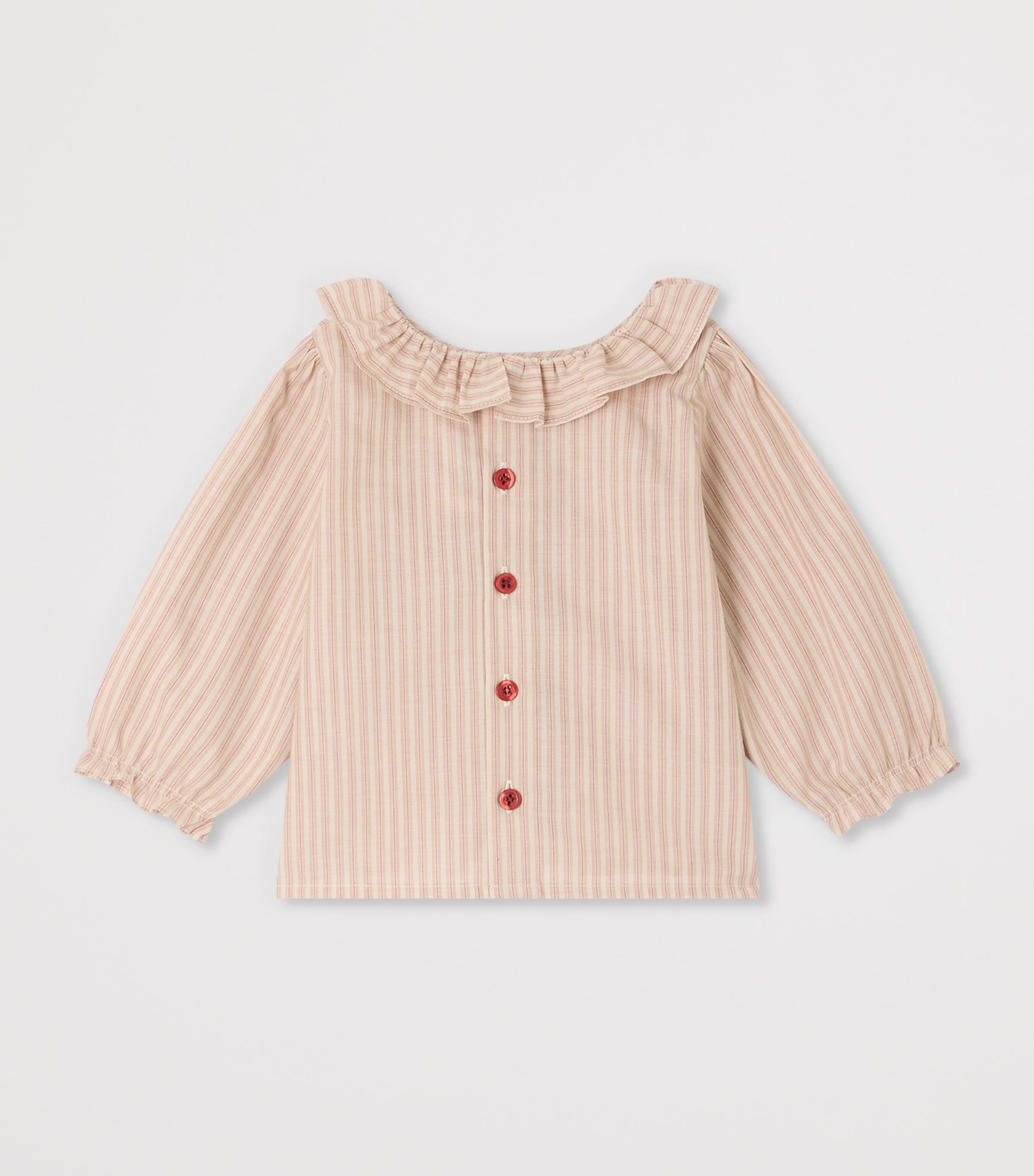 Bonpoint Cotton Striped Shirred Blouse (6-18 Months) Ra Ecru Image 2