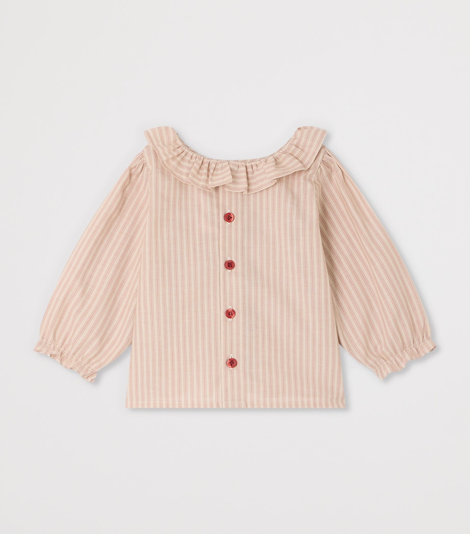 Bonpoint Cotton Striped Shirred Blouse (6-18 Months) Ra Ecru Image 2