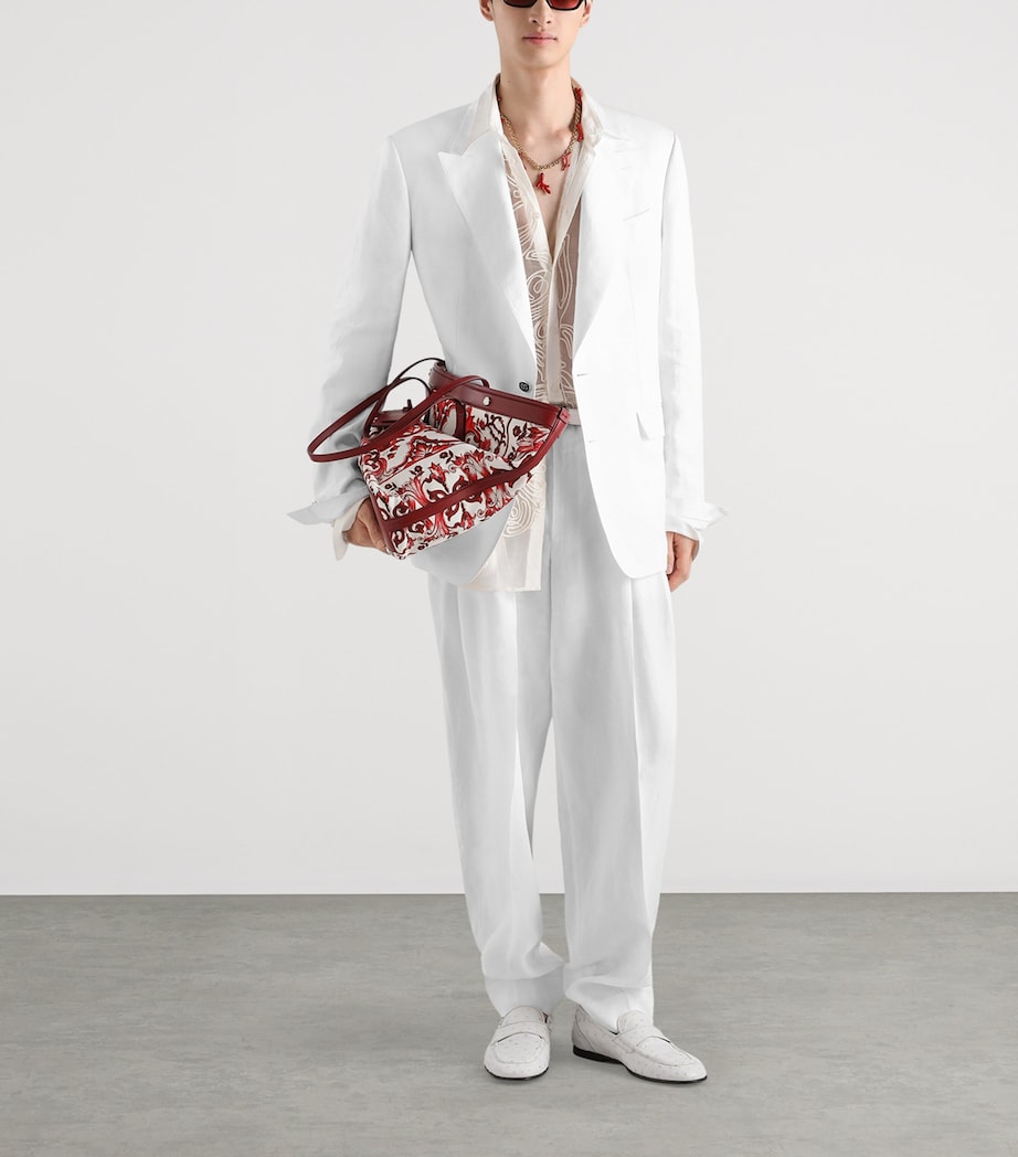 Dolce&Gabbana Mens Linen Sicilia Suit Jacket Optical White Image 2