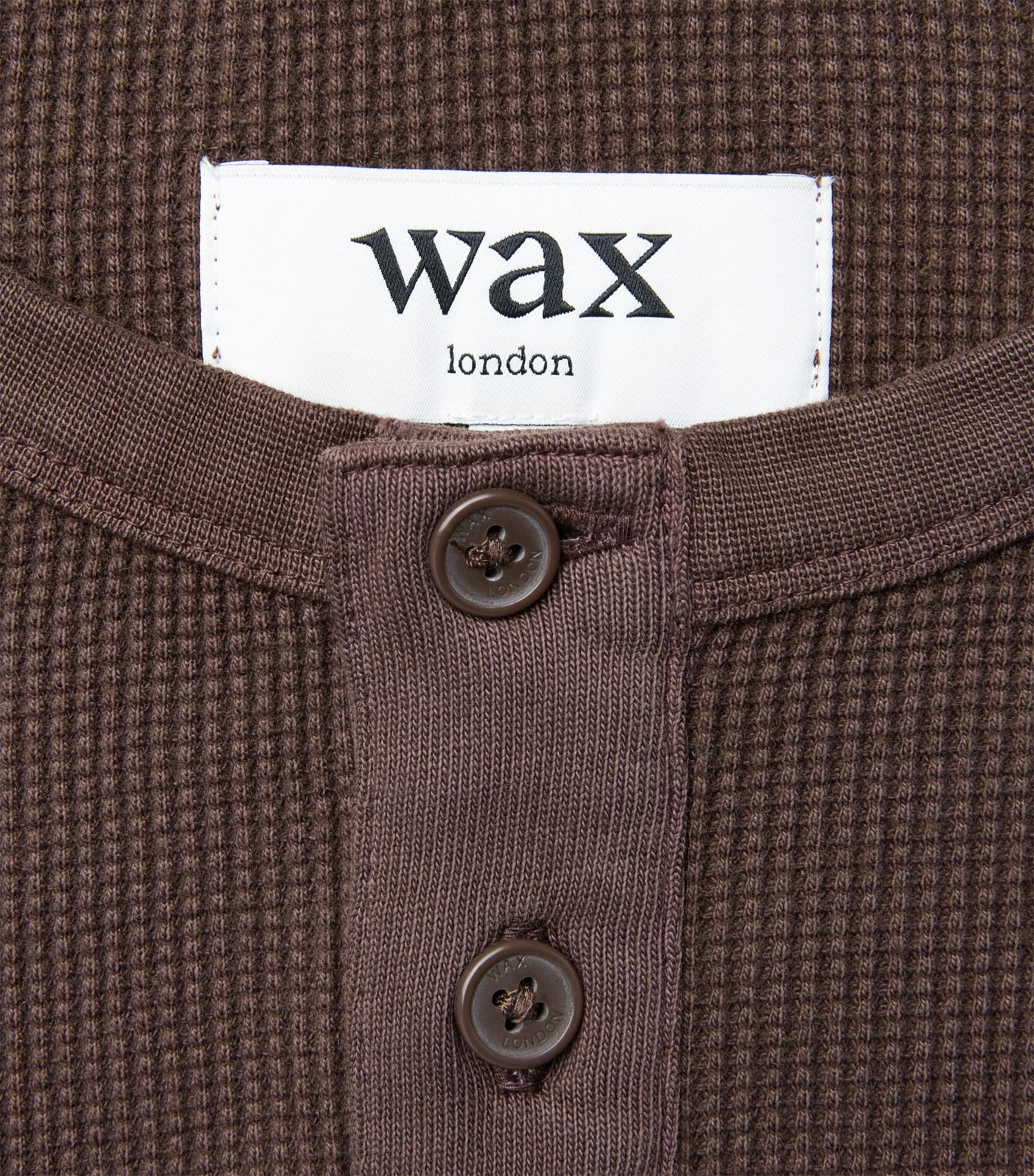 Wax London Mens Cotton Caleb Henley Top Brown Image 6