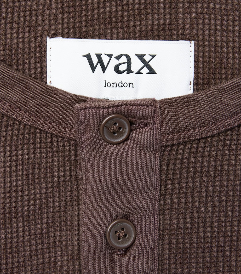 Wax London Mens Cotton Caleb Henley Top Brown Image 6