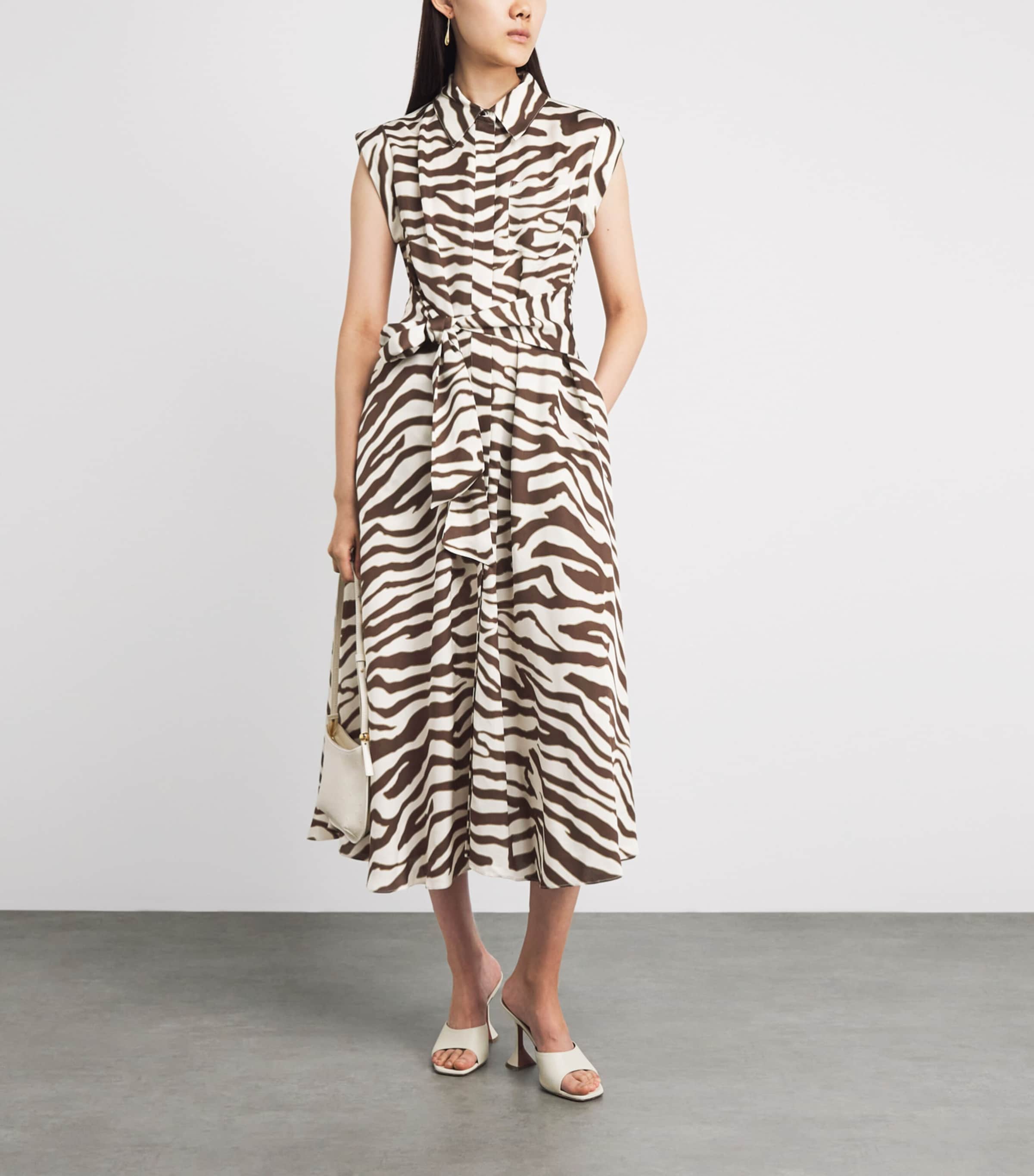 Toccin Womens Zebra Serena Midi Shirt Dress Natural Zebra Image 2