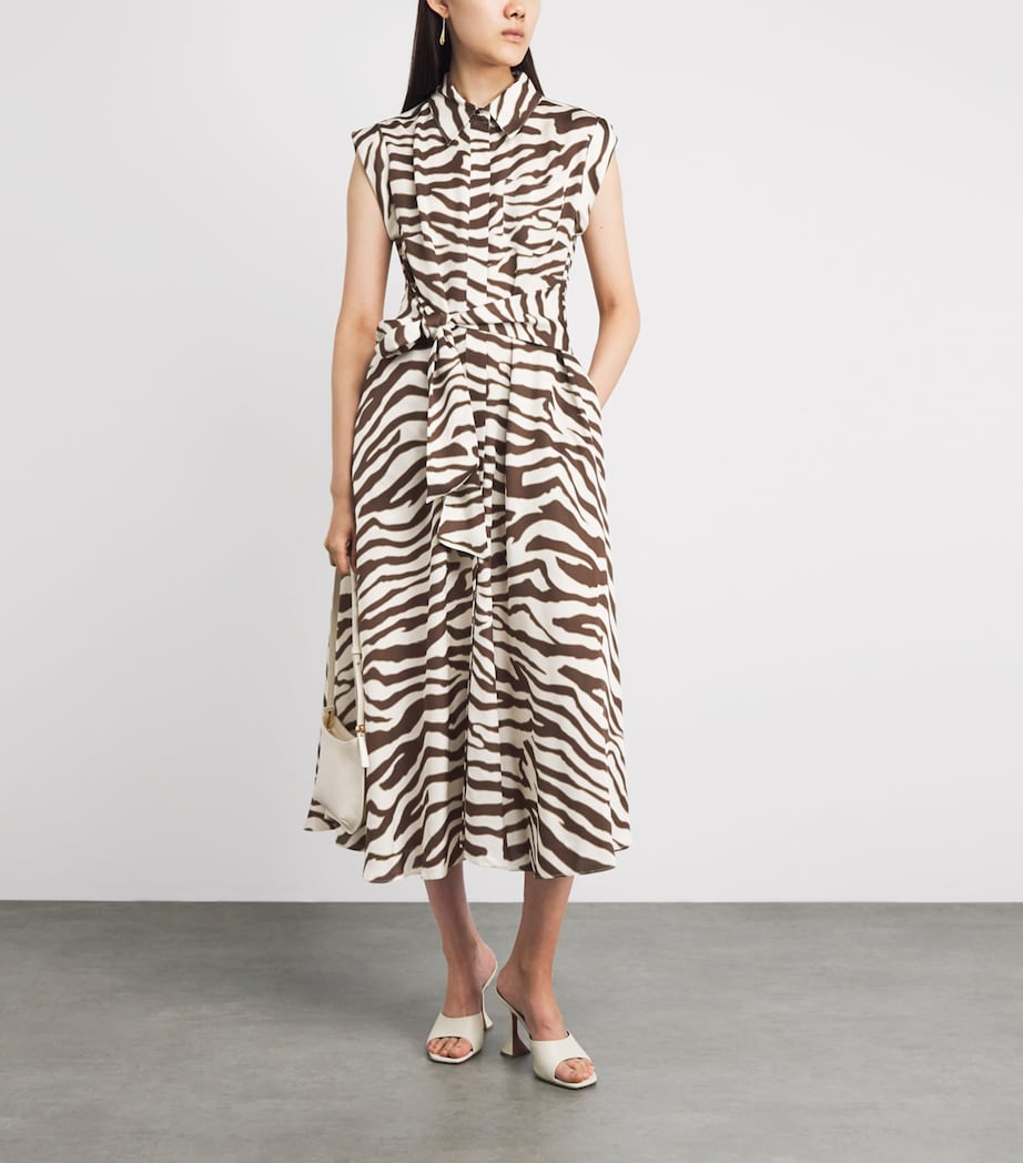 Toccin Womens Zebra Serena Midi Shirt Dress Natural Zebra Image 2