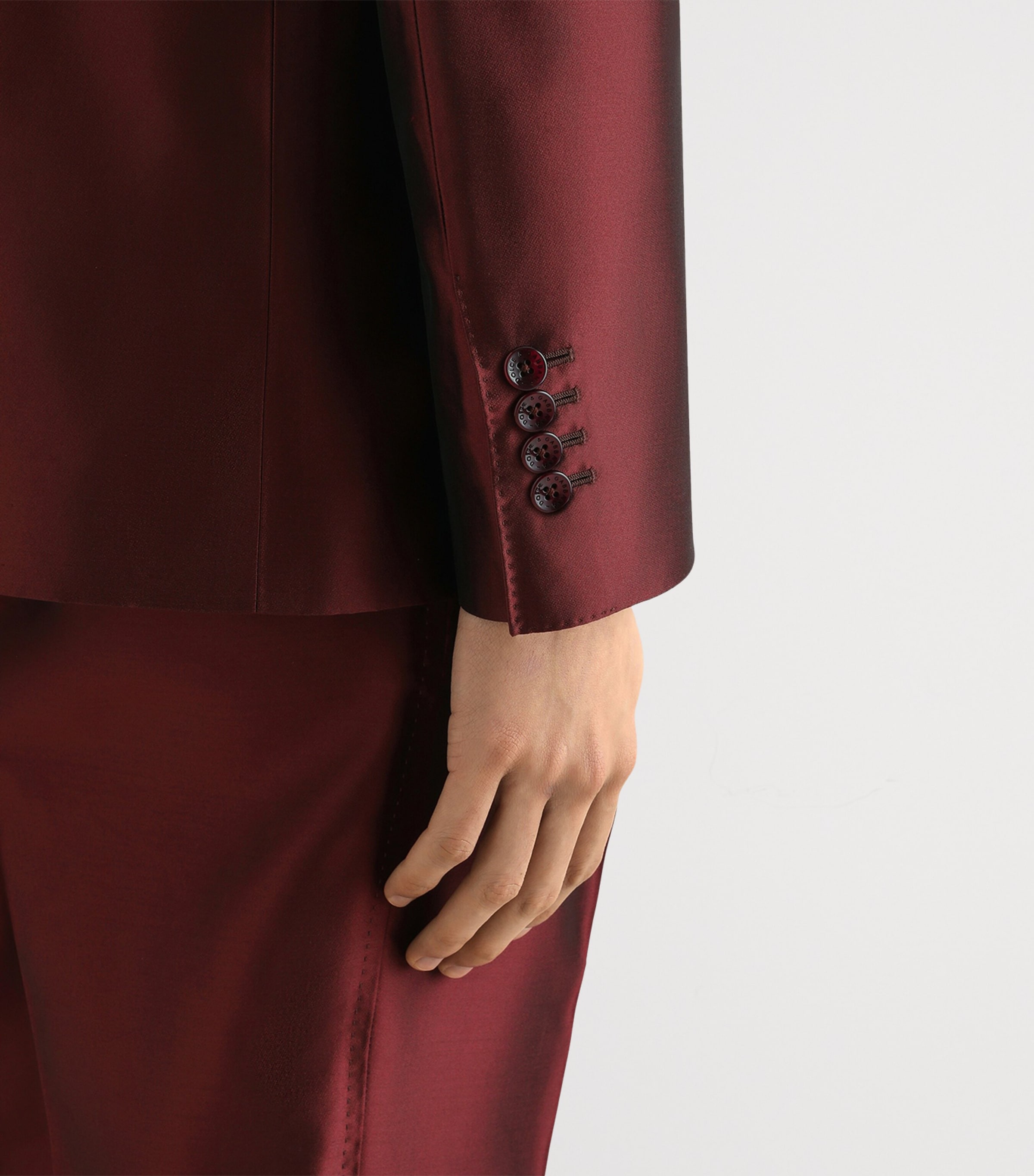 Dolce&Gabbana Mens Satin Double-Breasted Blazer Wine Image 4