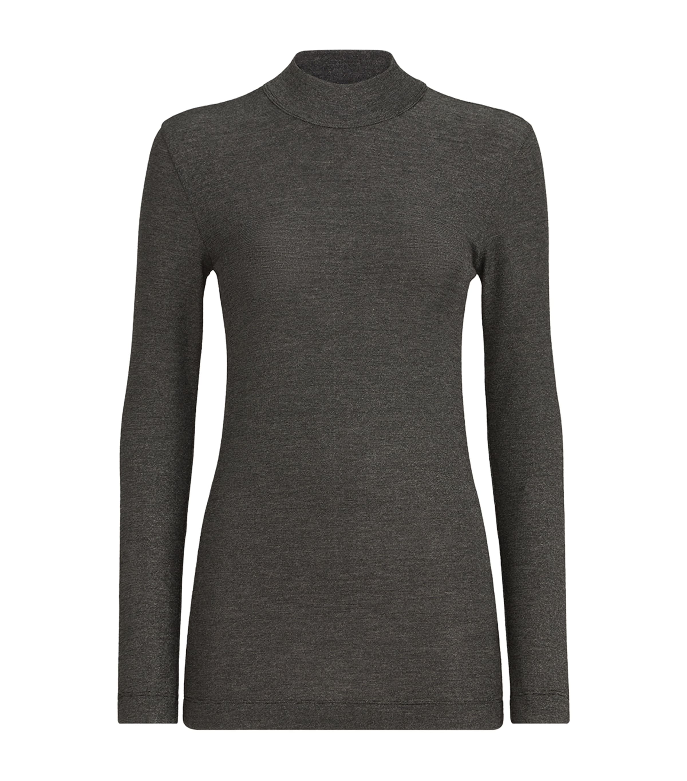 Brunello Cucinelli Womens Virgin Wool-Blend Long-Sleeve T-Shirt Antracite/argento Image 1