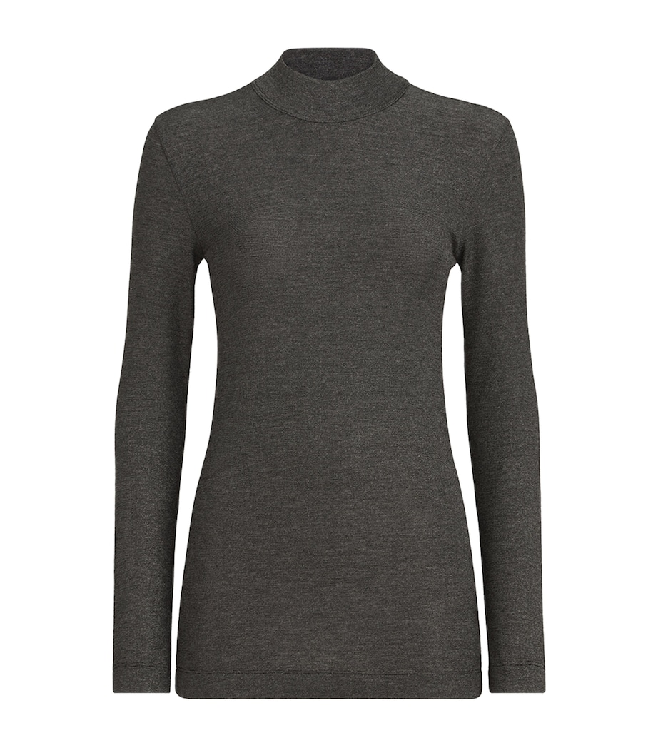 Brunello Cucinelli Womens Virgin Wool-Blend Long-Sleeve T-Shirt Antracite/argento Image 1