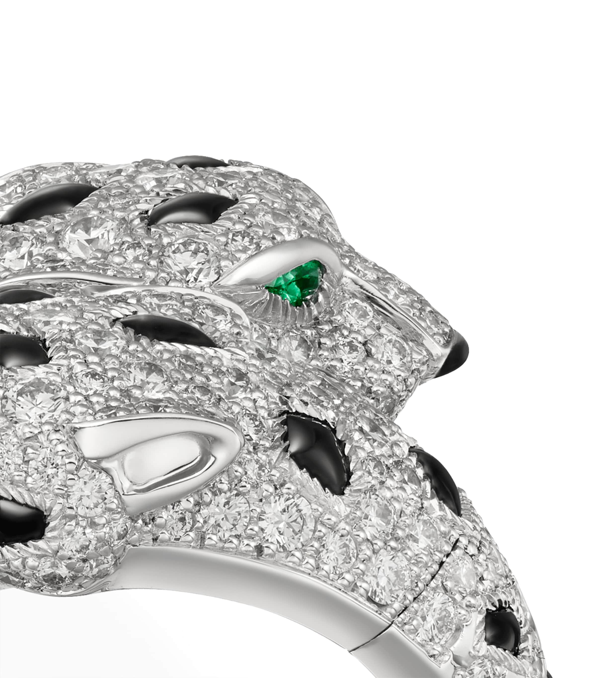 Cartier White Gold, Diamond, Emerald and Onyx Panthère de Cartier Ring White Gold Image 6