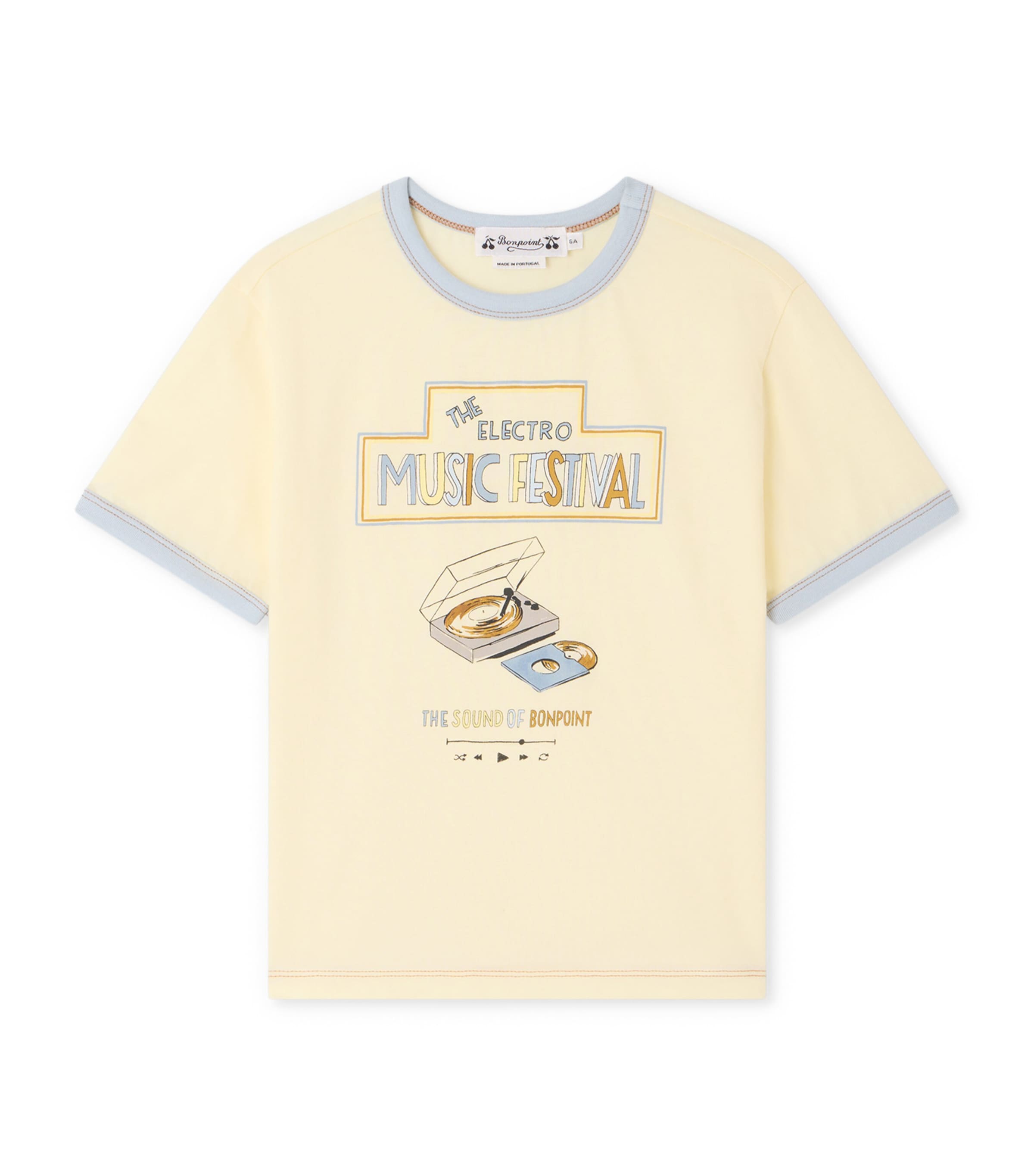 Bonpoint Record Print T-Shirt (4-8 Years) Jaune Clair Image 1