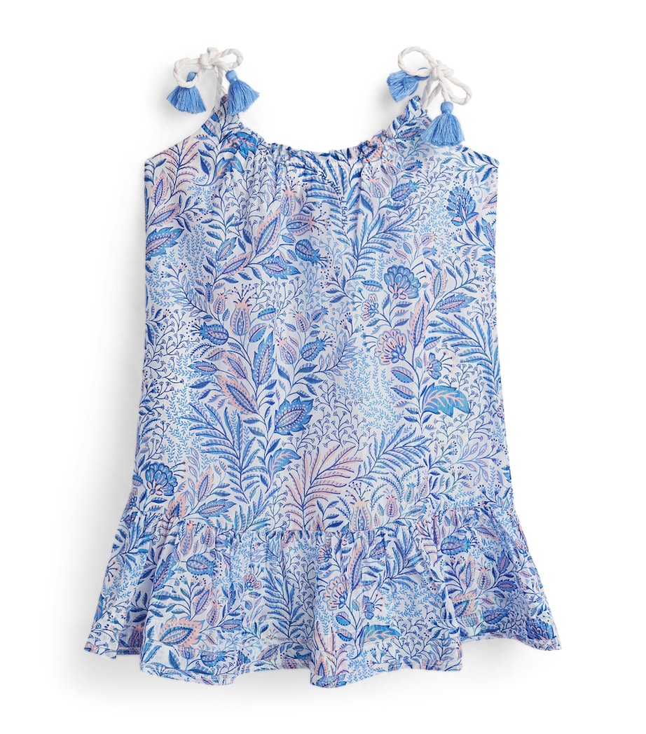 Poupette St Barth Kids Cotton-Blend Cruz Mini Dress (4-12 Years) Blue Palmarosa Image 1