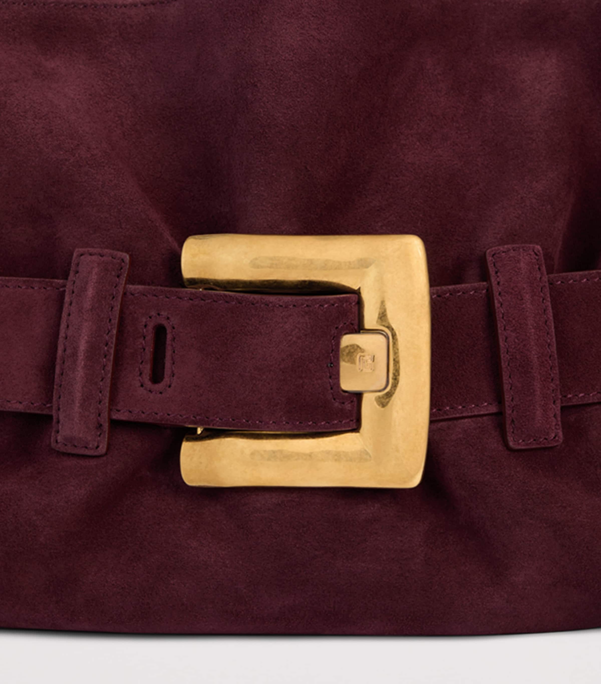 Balmain Medium Suede Anthem Shoulder Bag Lie De Vin Image 9