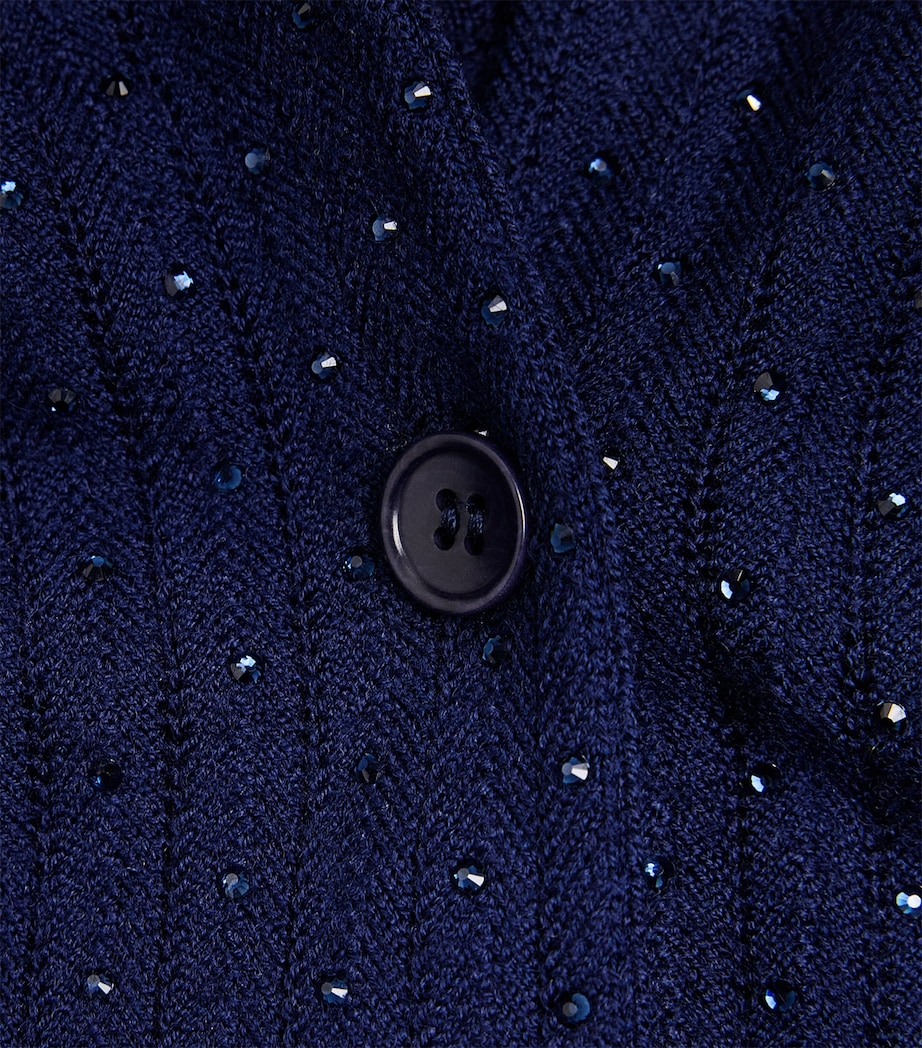 Maje Womens Wool Embellished Polo Cardigan Navy Image 6
