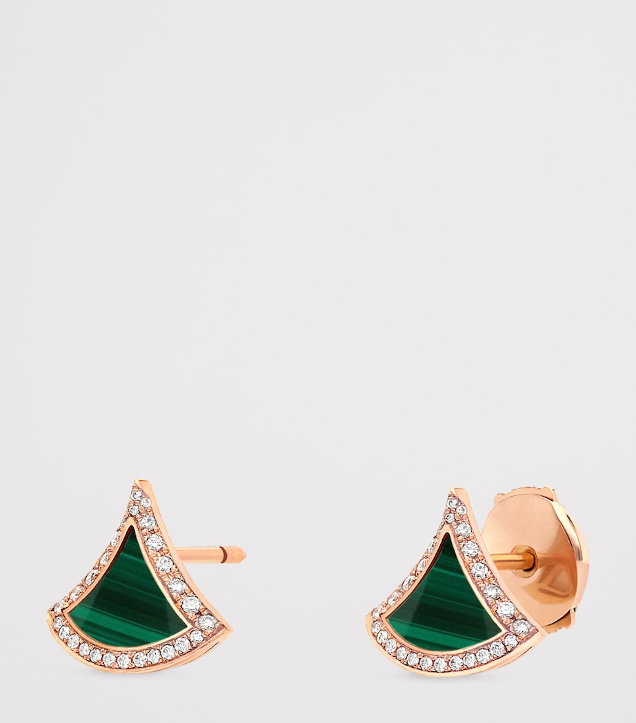 Rose Gold, Diamond and Malachite Divas' Dream Stud Earrings PINK GOLD Image 2