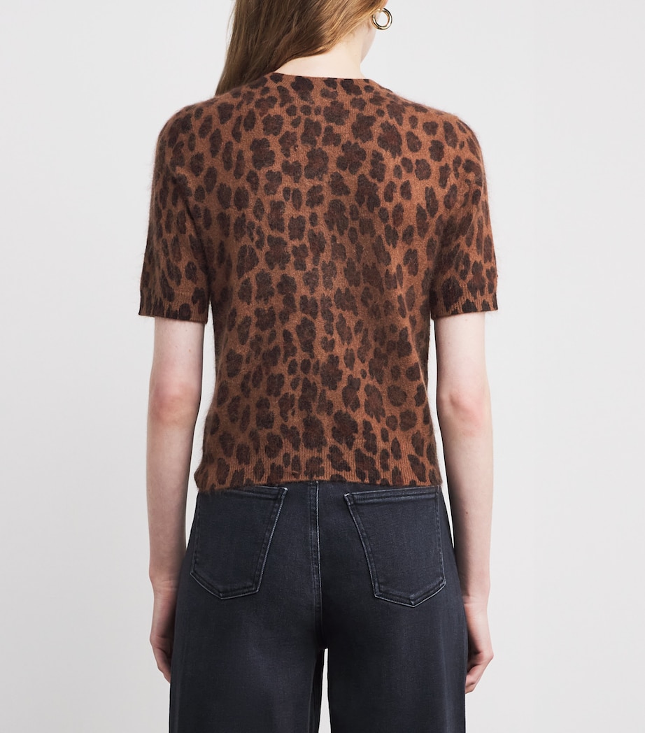 Merino Wool-Cashmere Leopard Print T-Shirt COCOA BROWN MULTI Image 4